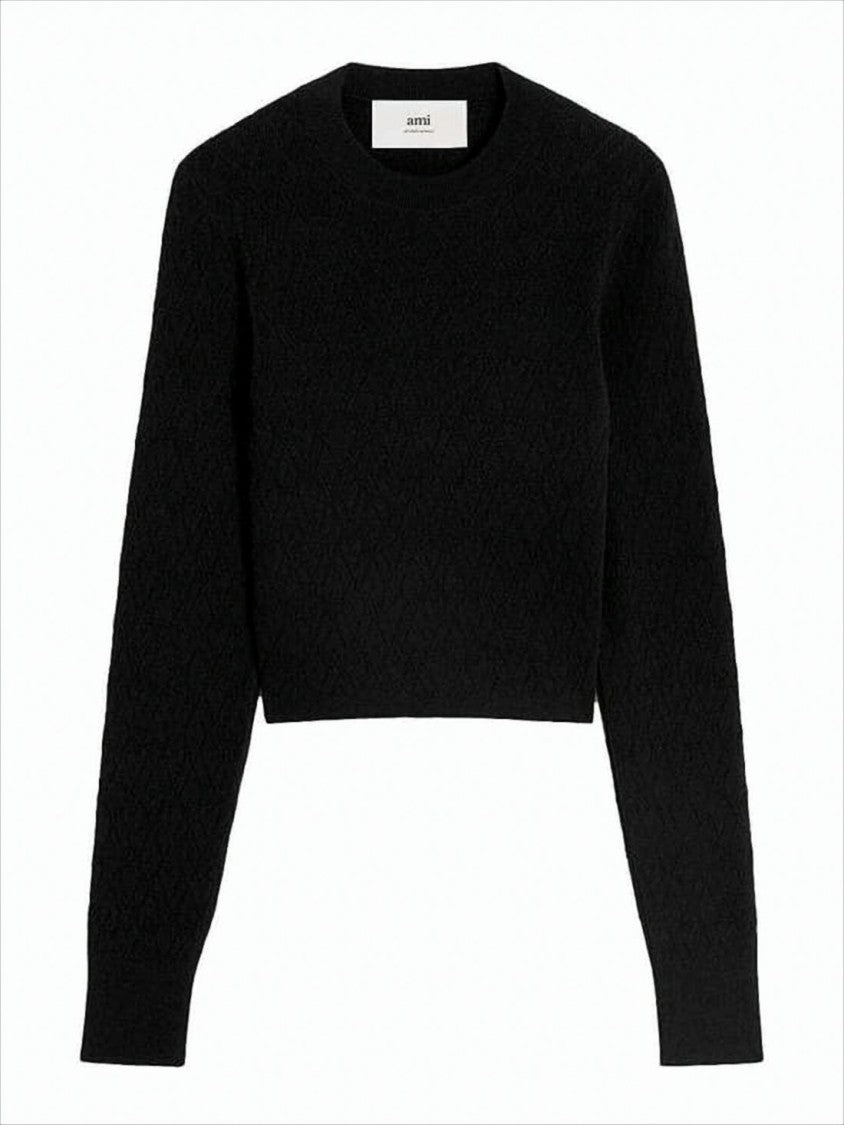 Textured Knit Sweater With Classic Crew Neckline