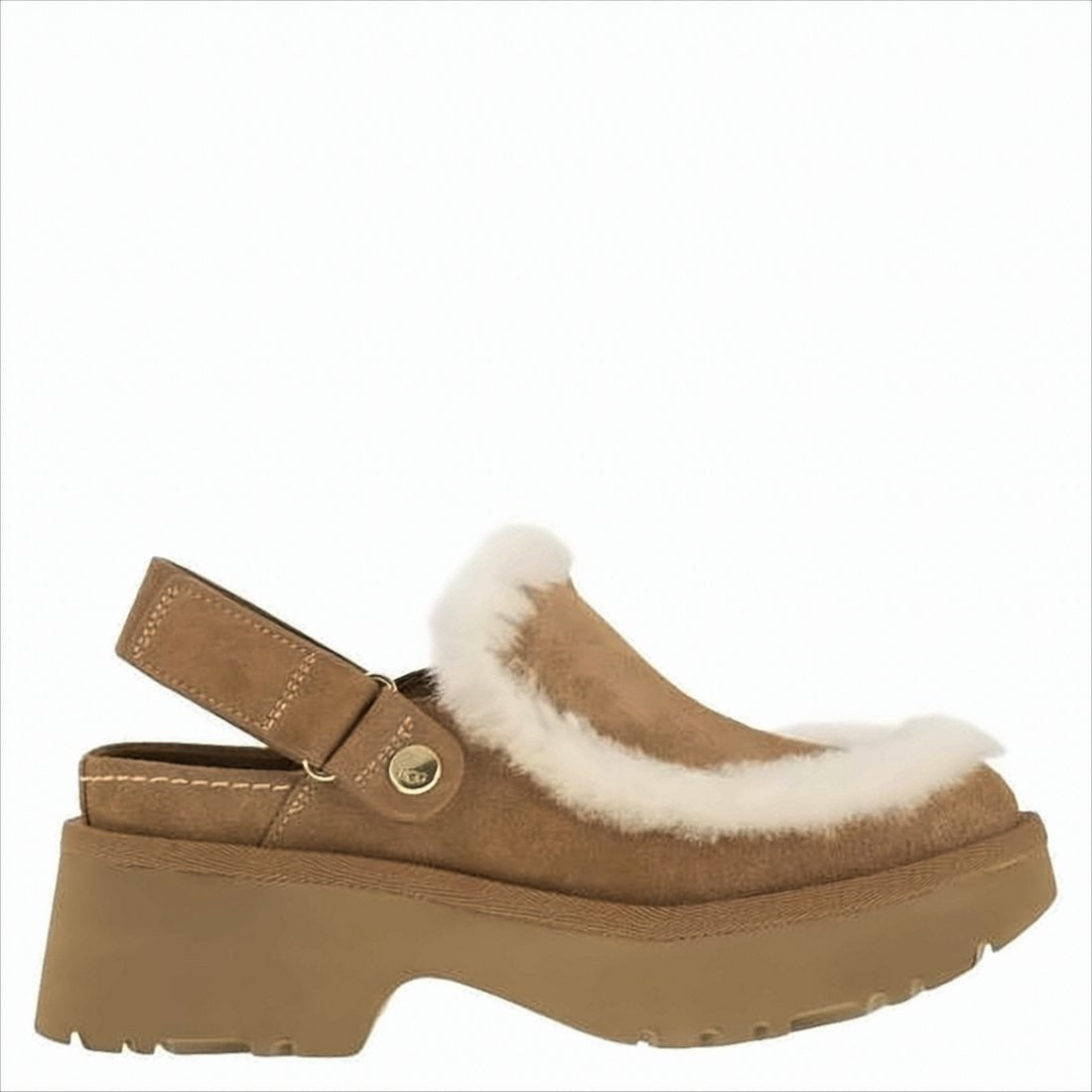 Suede Mules with Plush Trim and Adjustable Strap