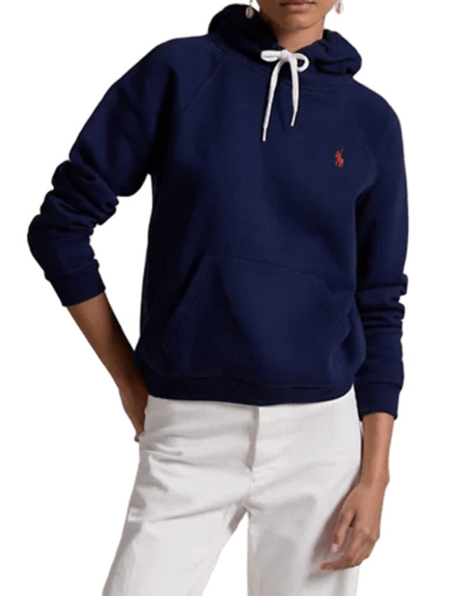 Fitted Sweatshirt in Cruise Navy with Embroidered Pony