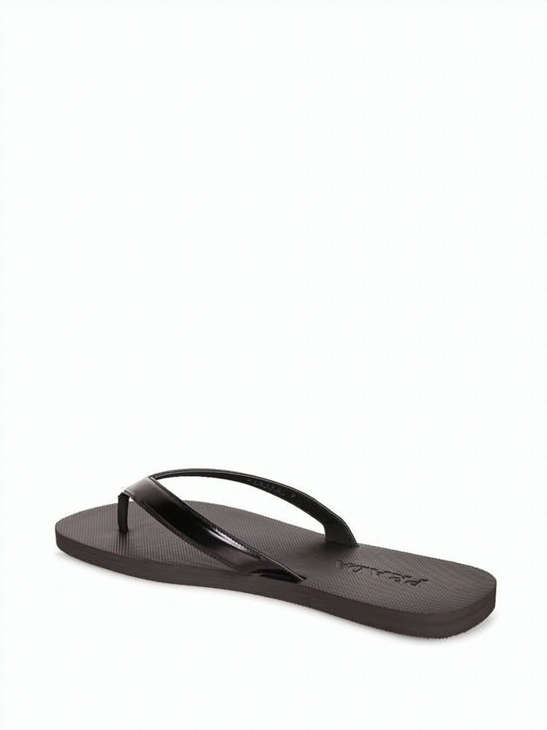 Minimalist Slip-On Sandals With Textured Footbed And Glossy Strap