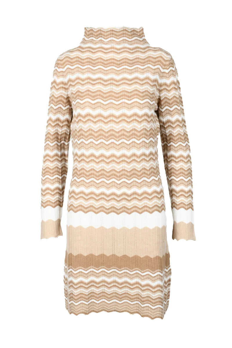 Fitted Mini Dress with Textured Zigzag Pattern