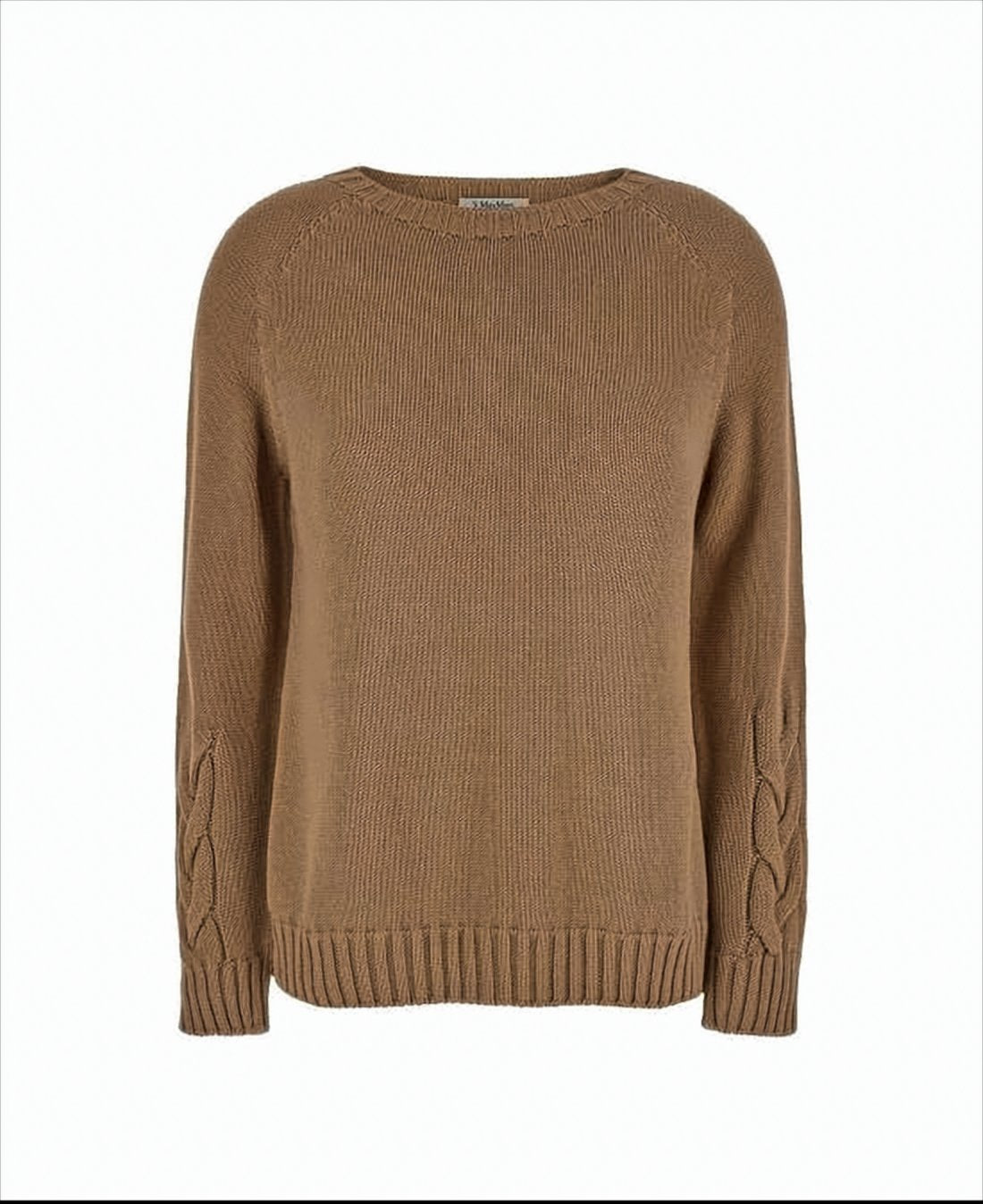 Cable Knit Sweater with Round Neckline