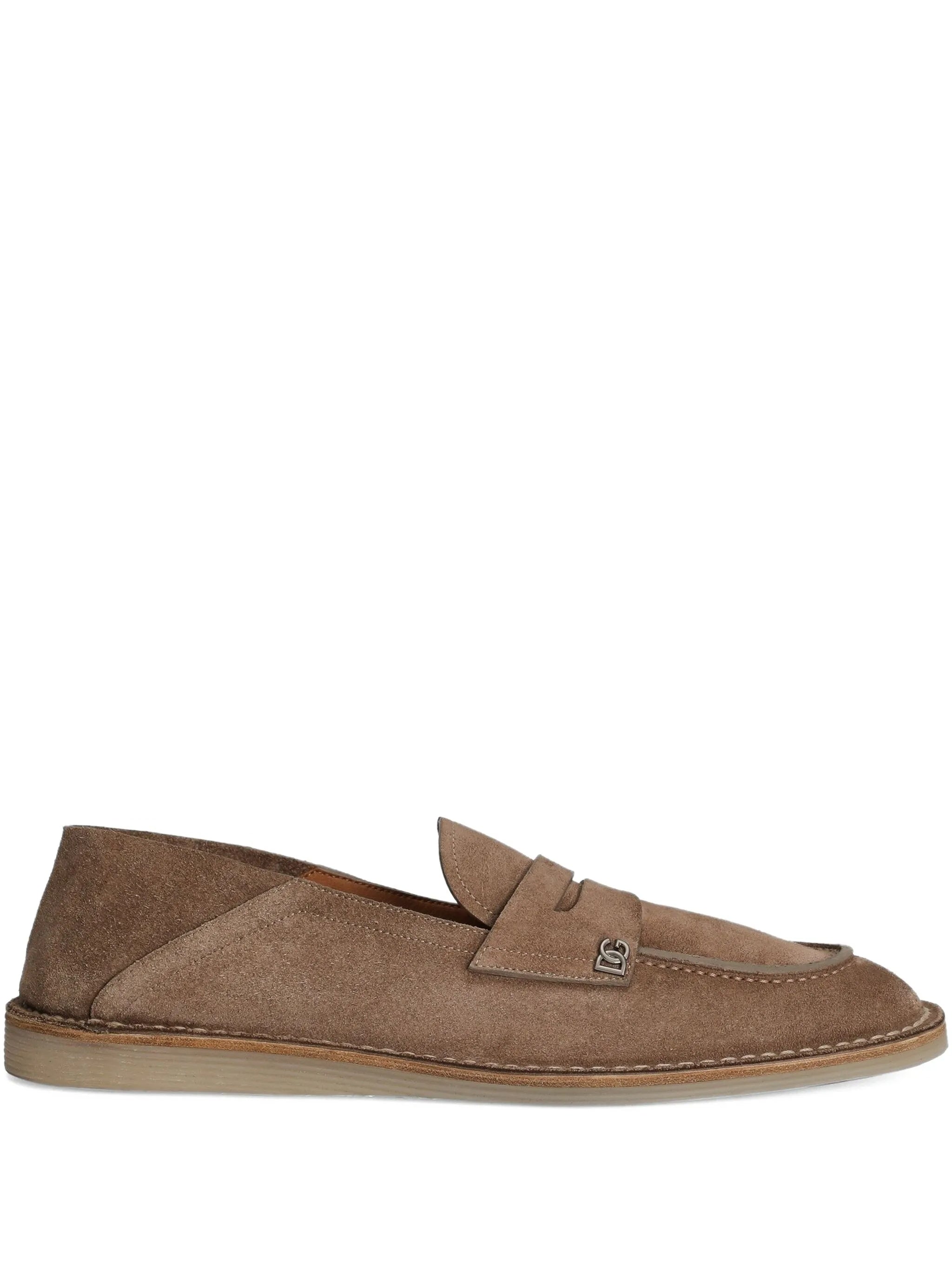 Brown Croba Suede Penny Strap Loafers