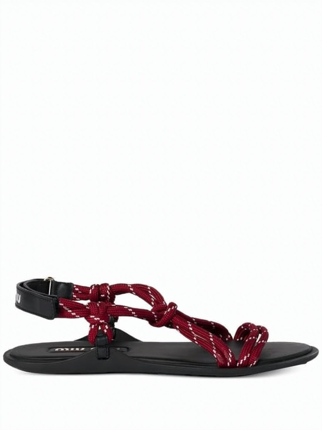 Burgundy Rope Strap Ankle Buckle Sandals