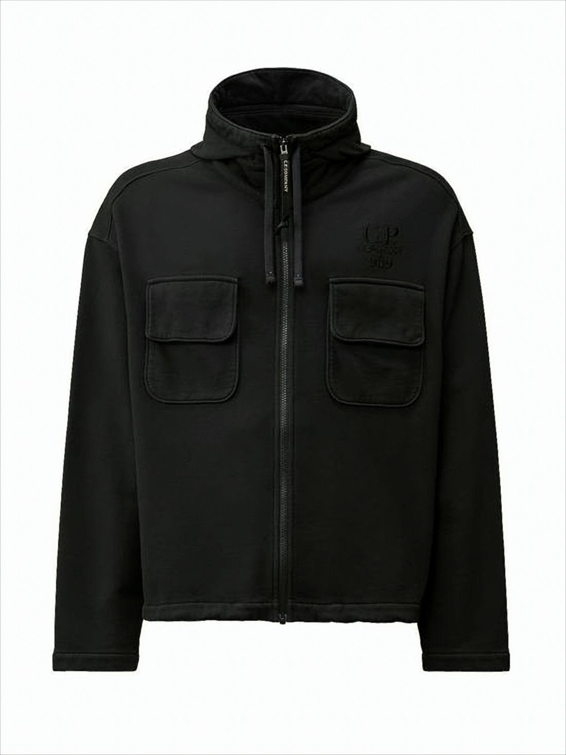 Relaxed Fit Cotton Jacket With Hood And Flap Pockets