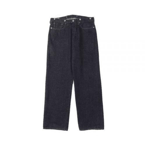 Straight-Leg Indigo Denim Pants With High Waist And Five-Pocket Design