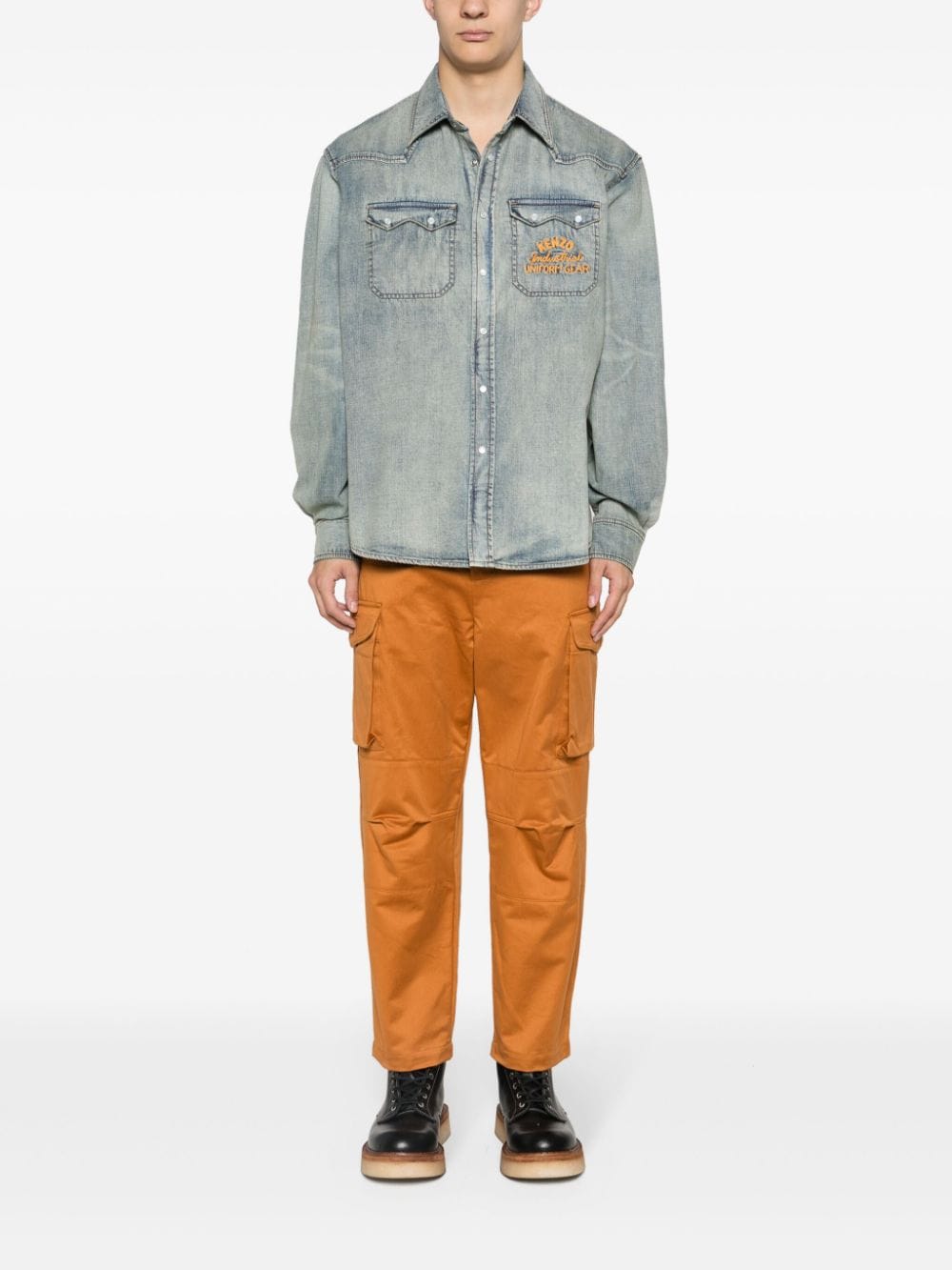 Stonewashed Blue Denim Casual Shirt