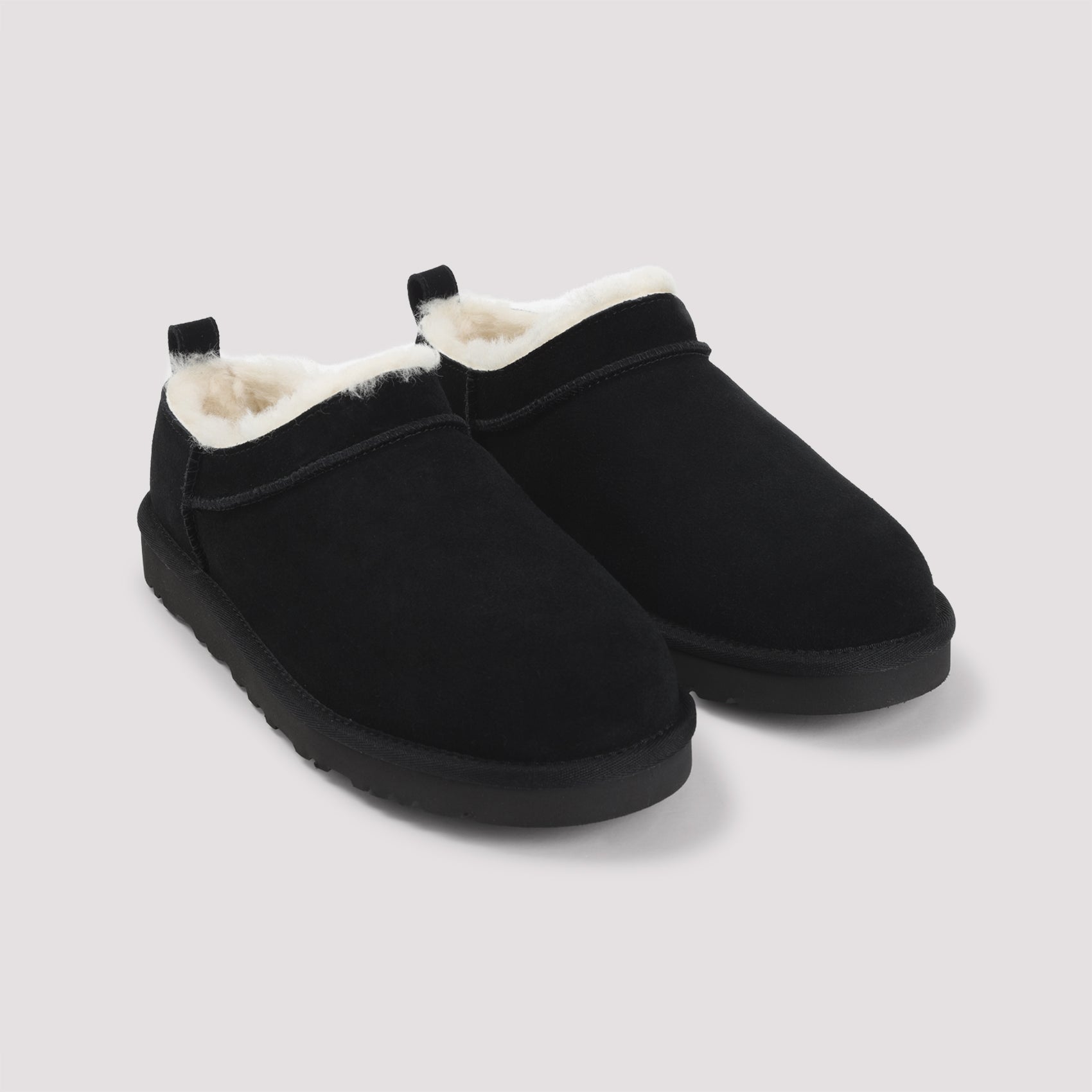 Low Profile Black Ankle Boots with Plush Lining