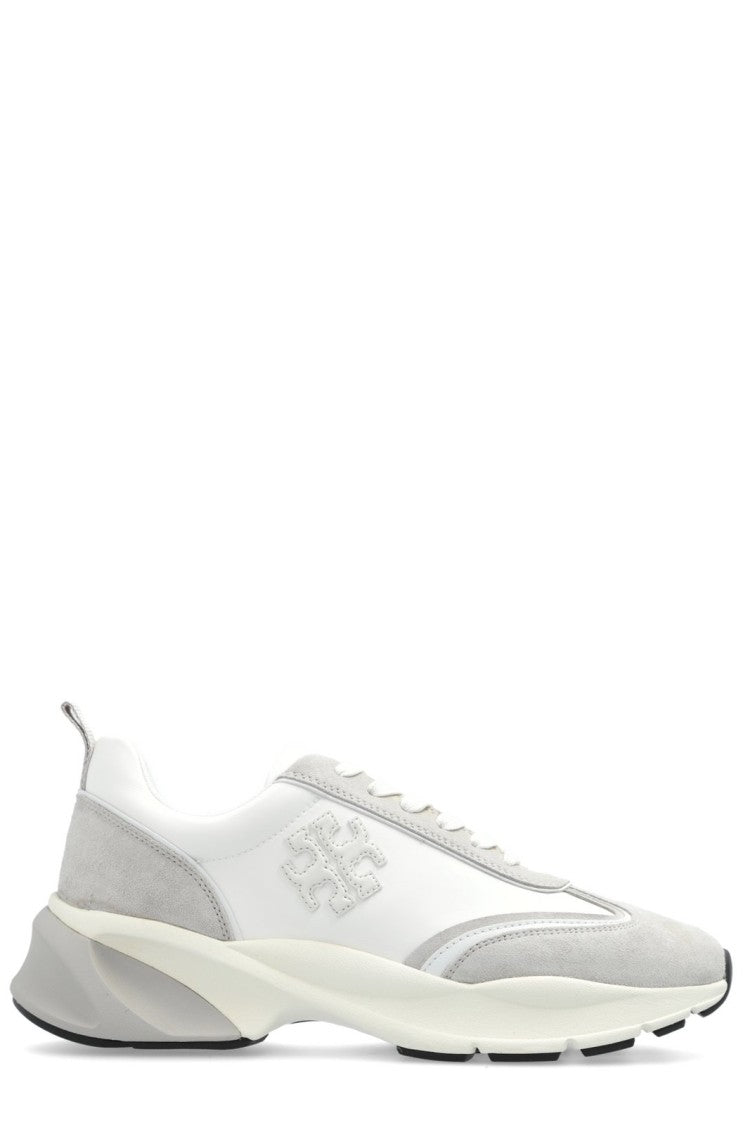 Sneakers with Sculpted Heel and Mixed Textures