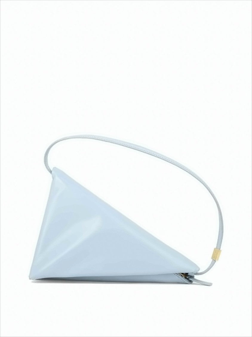 Triangular Silhouette Calfskin Leather Shoulder Bag