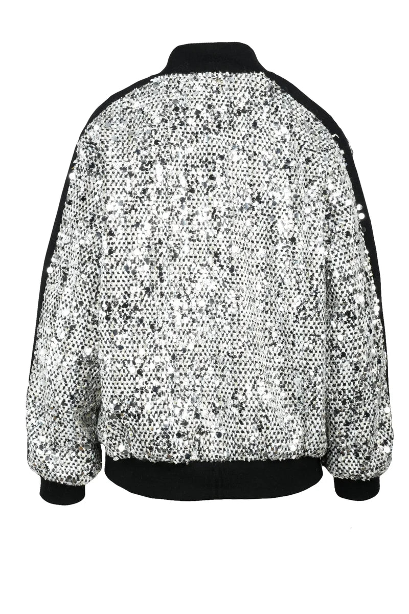Bouclé Jacket with Snaps - Silver