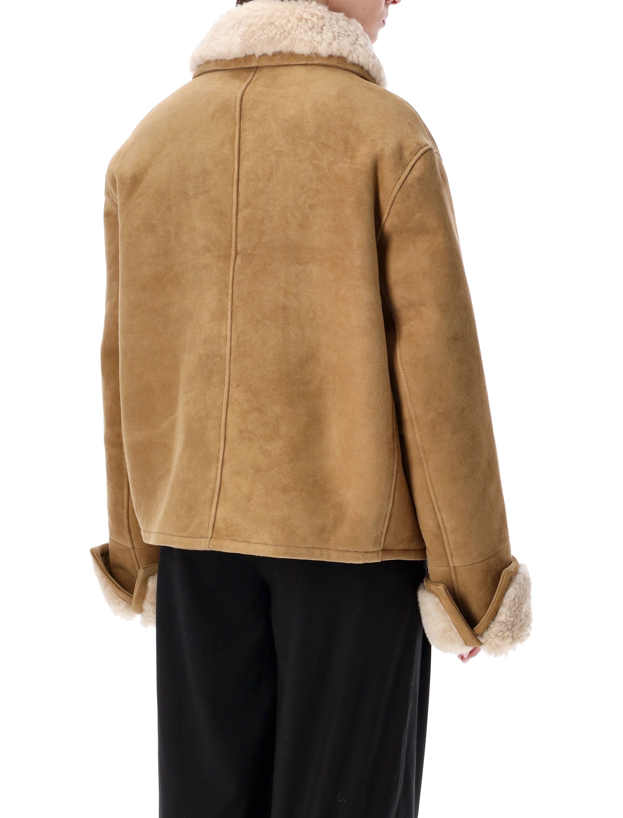 Brown Cropped Shearling Jacket