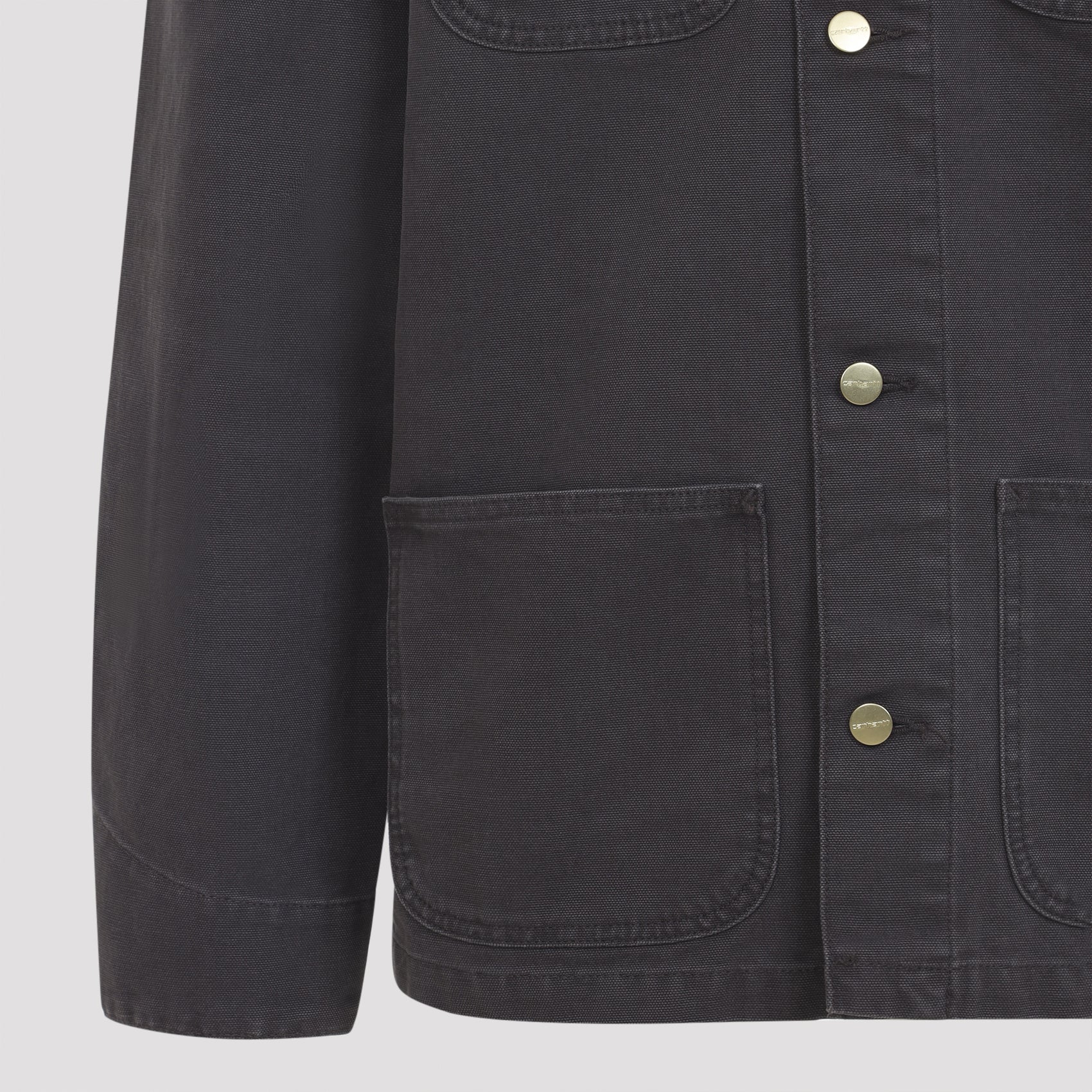 Button-Up Utilitarian Jacket with Metallic Snap Buttons