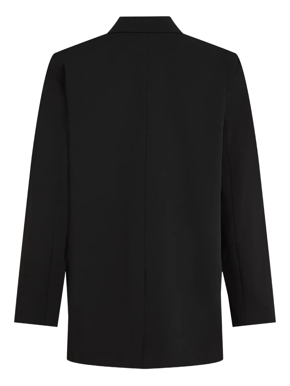 Tailored Black Blazer with Contrasting Denim Patch Detail