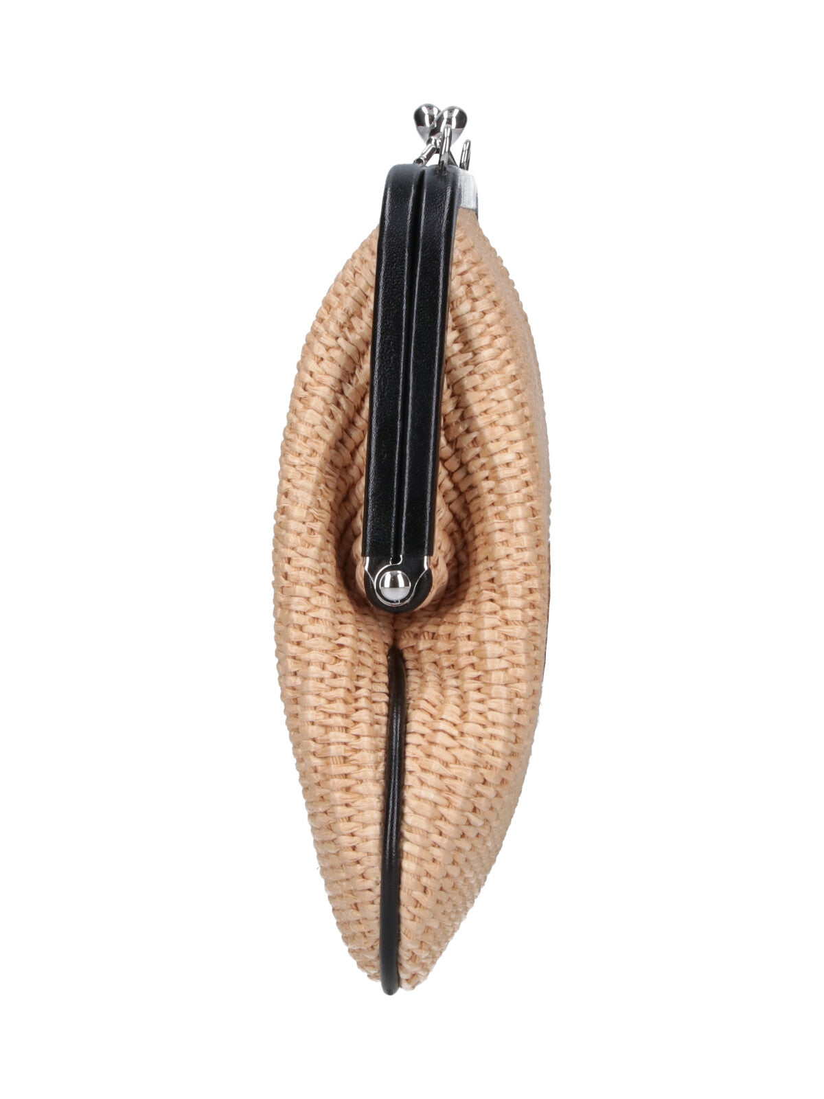 Beige Orb Embossed Raffia Shoulder Bag