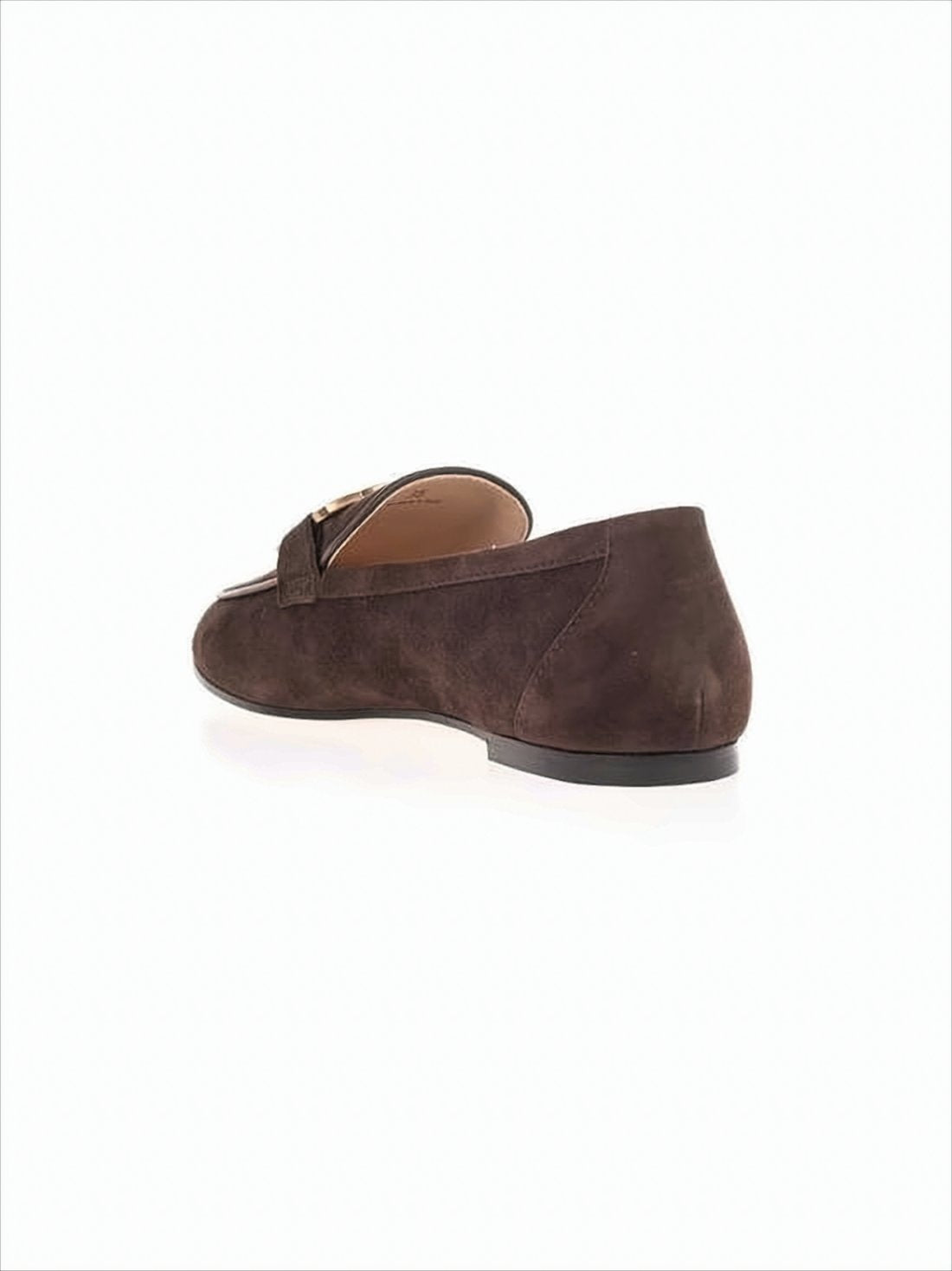 Suede Leather Loafers with Gold-Link Detail