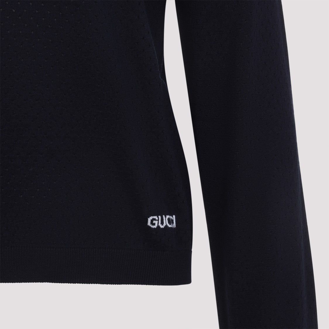 Fine Knit Long-Sleeve Polo Shirt