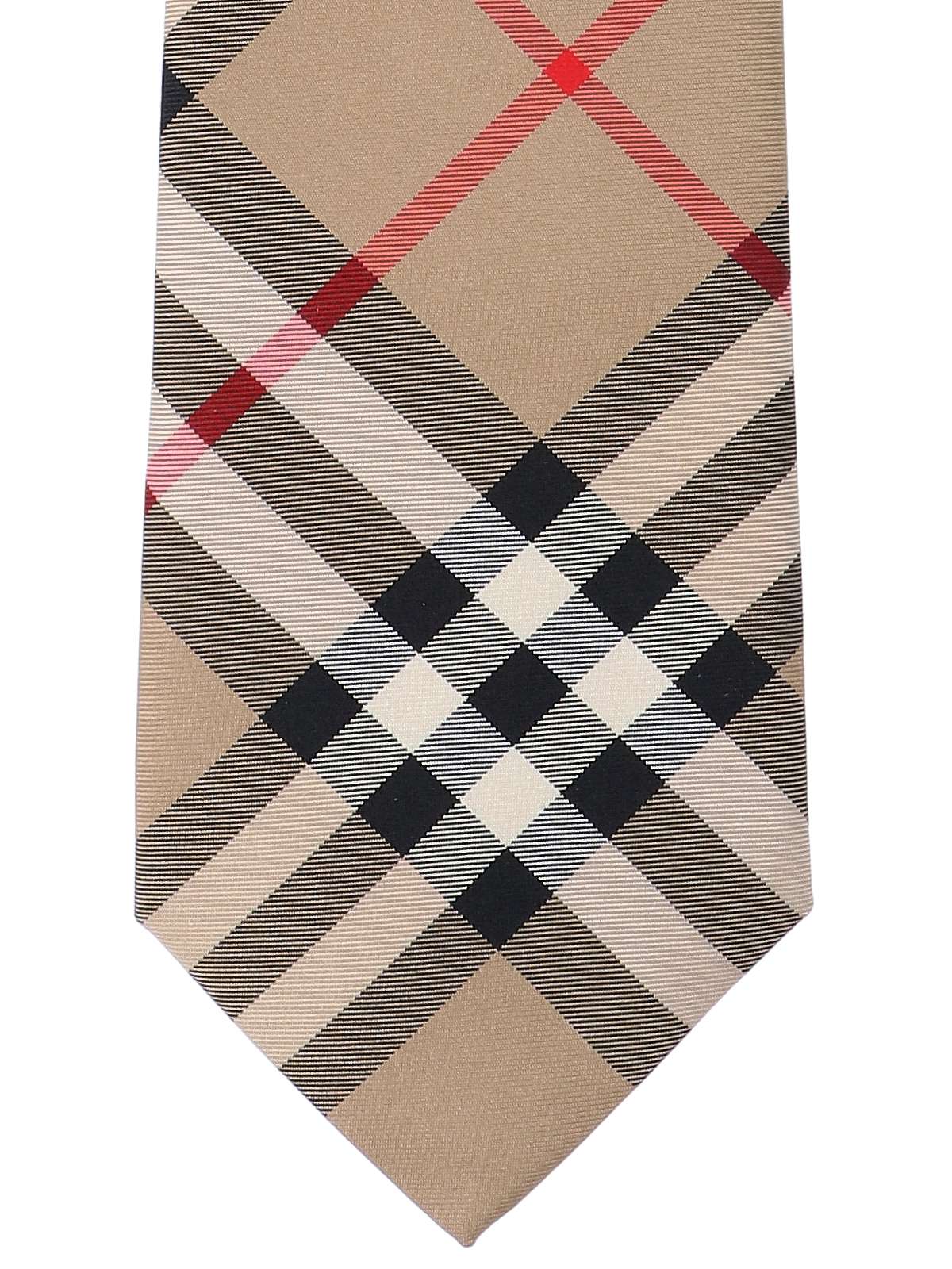 "Vintage Check" Tie, Beige Silk