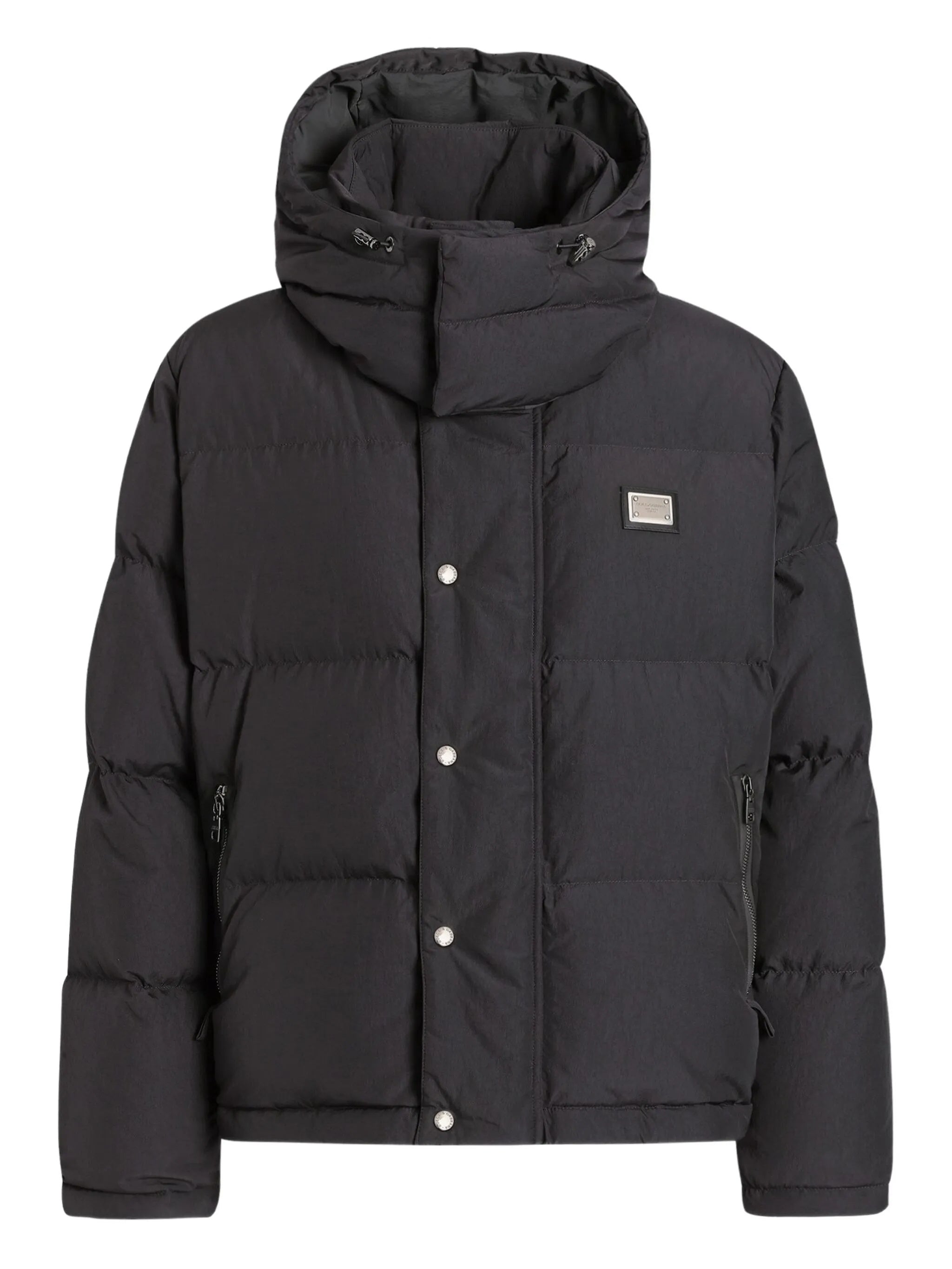 Black Boxy Cropped Padded Hooded Jacket