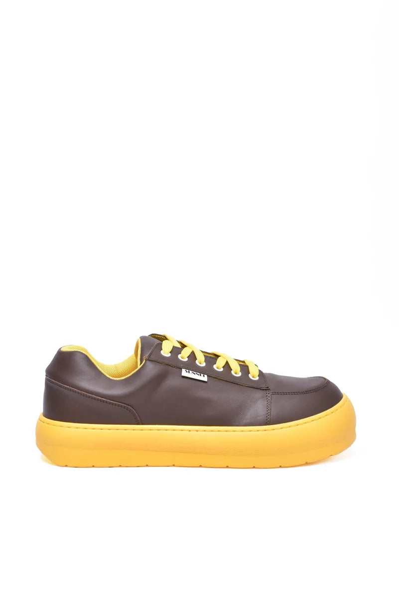 Leather Sneaker - Brown/Yellow