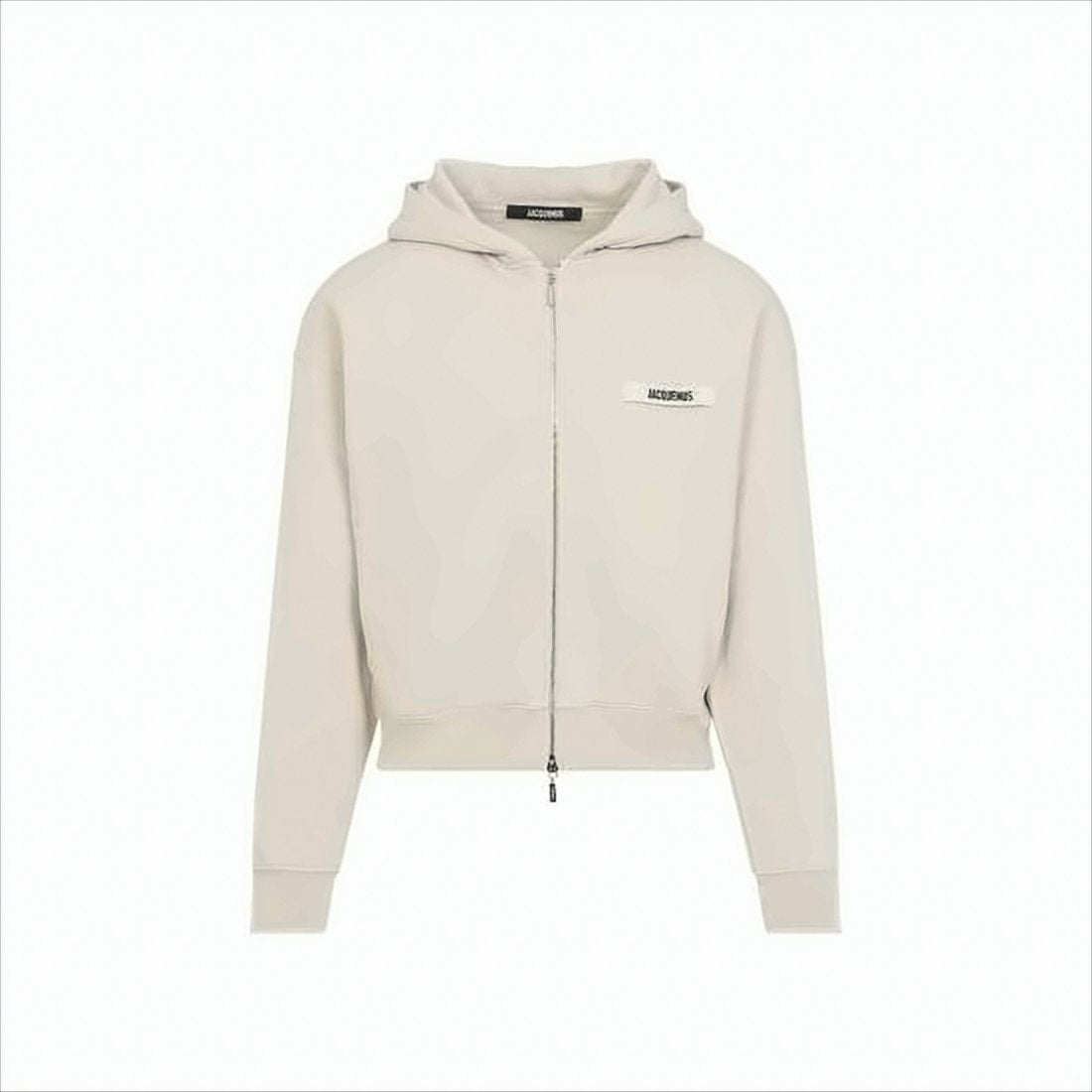 Zip-Up Relaxed Fit Hoodie with Text Patch