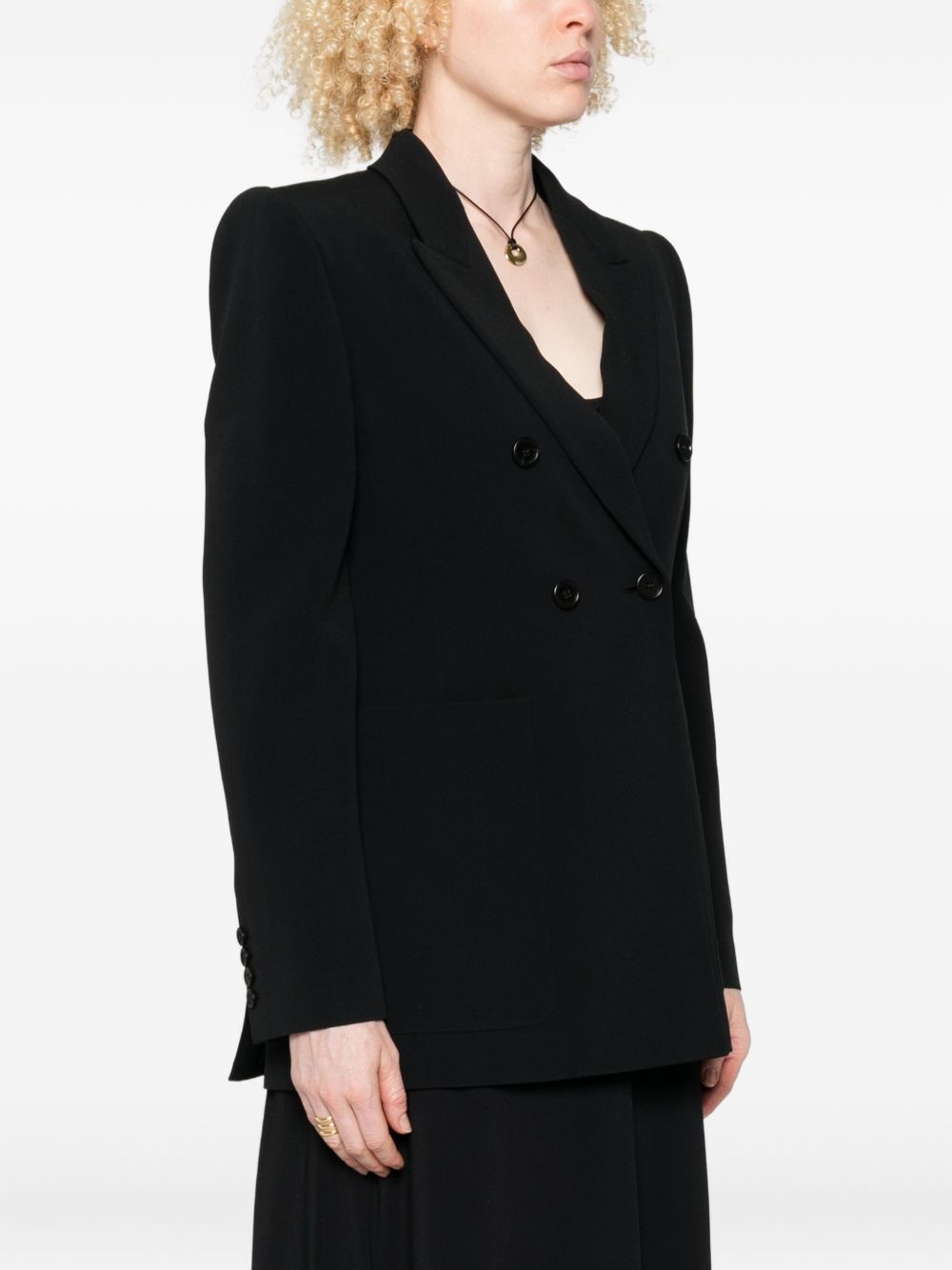 Double-Breasted Tailored Jacket In A Crêpe Mix