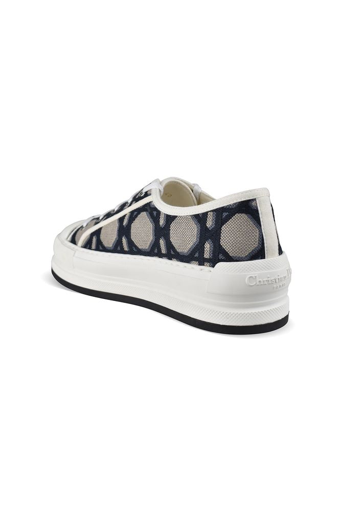 Technical Fabric Low-Top Sneakers With Macro Cannage Embroidery