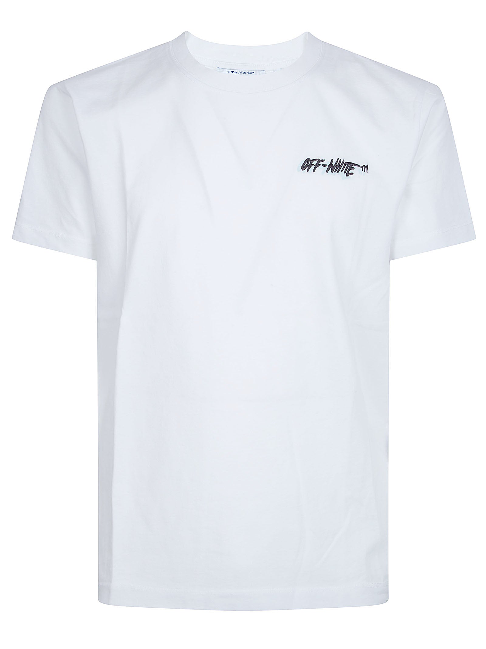 Plain White Cotton T-Shirt with Embroidered Logo