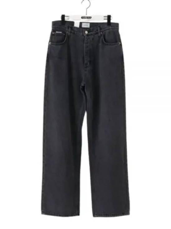 High-Waisted Wide-Leg Denim Pants with Vintage Finish