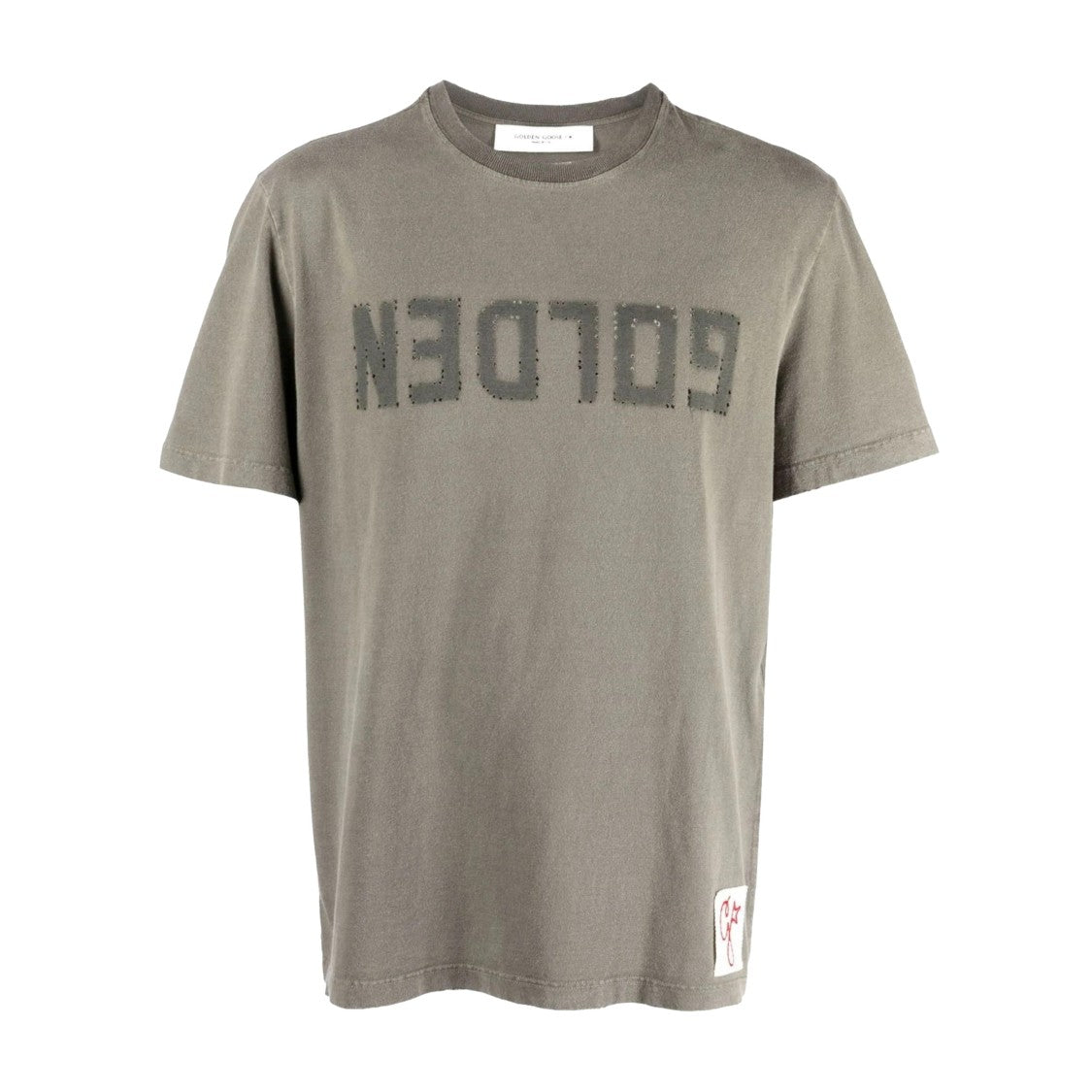 Green Cotton Regular T-Shirt With Inverted Logo Design