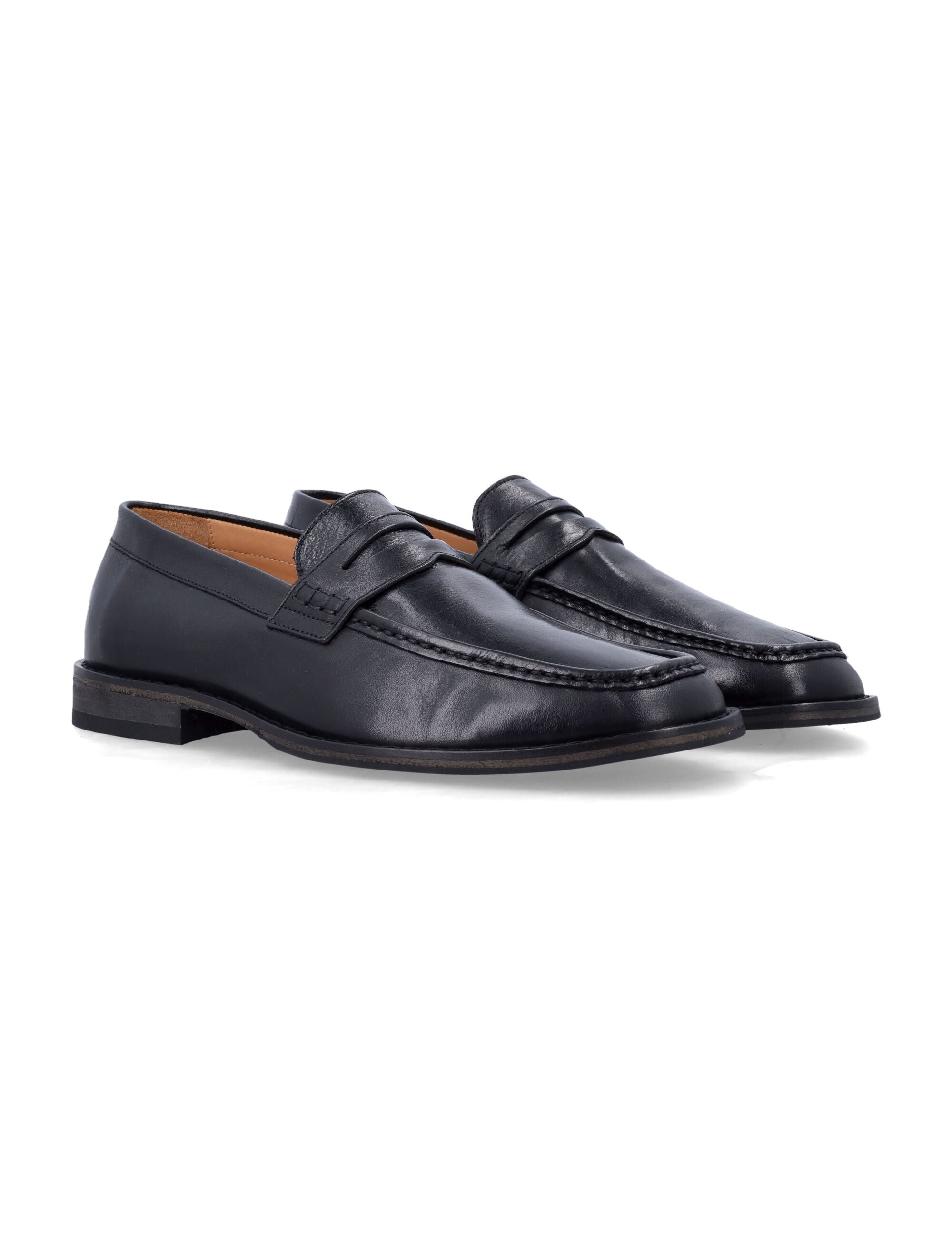 Black Light Leather Loafers