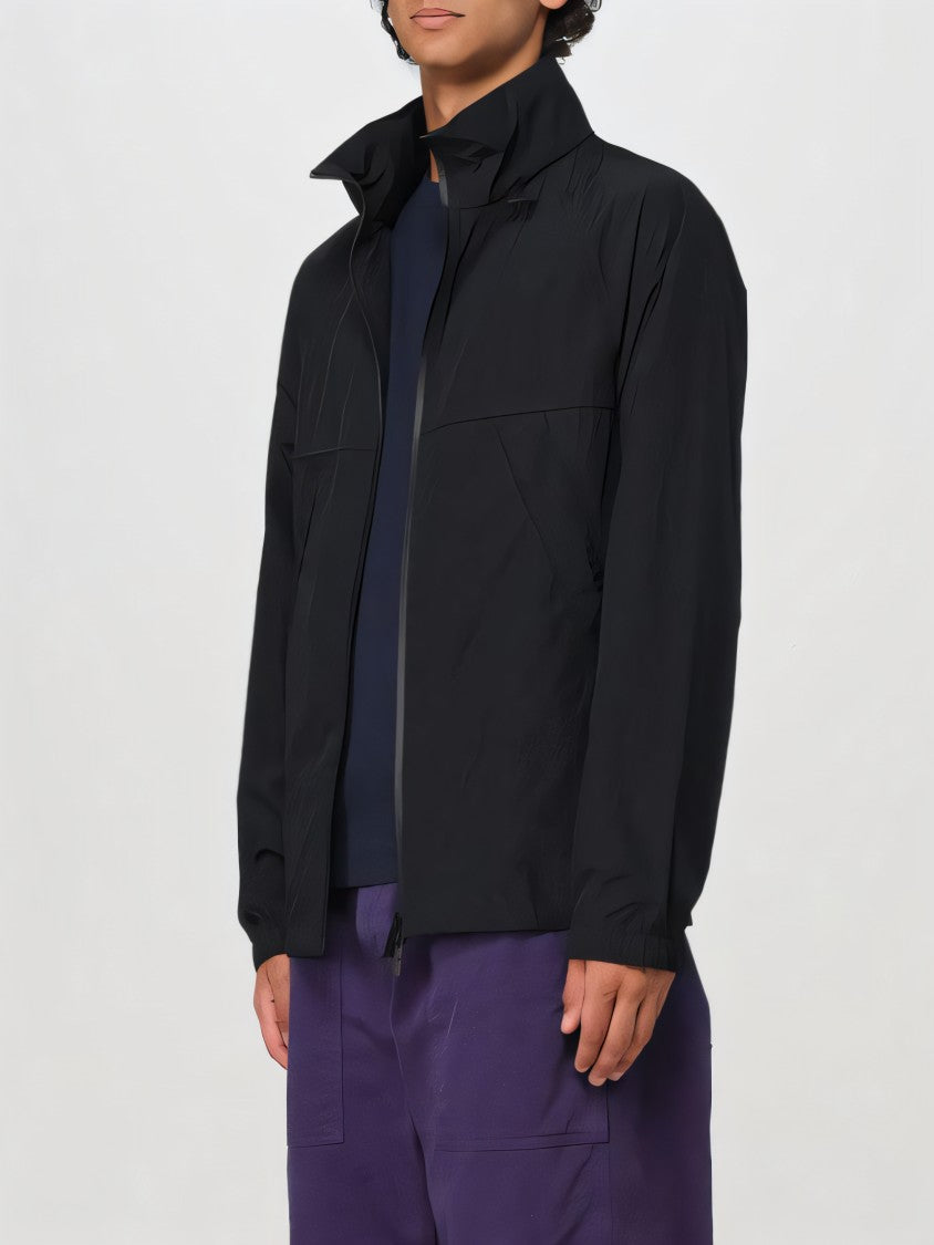 Black Jacket with High Collar and Full Zip Closure
