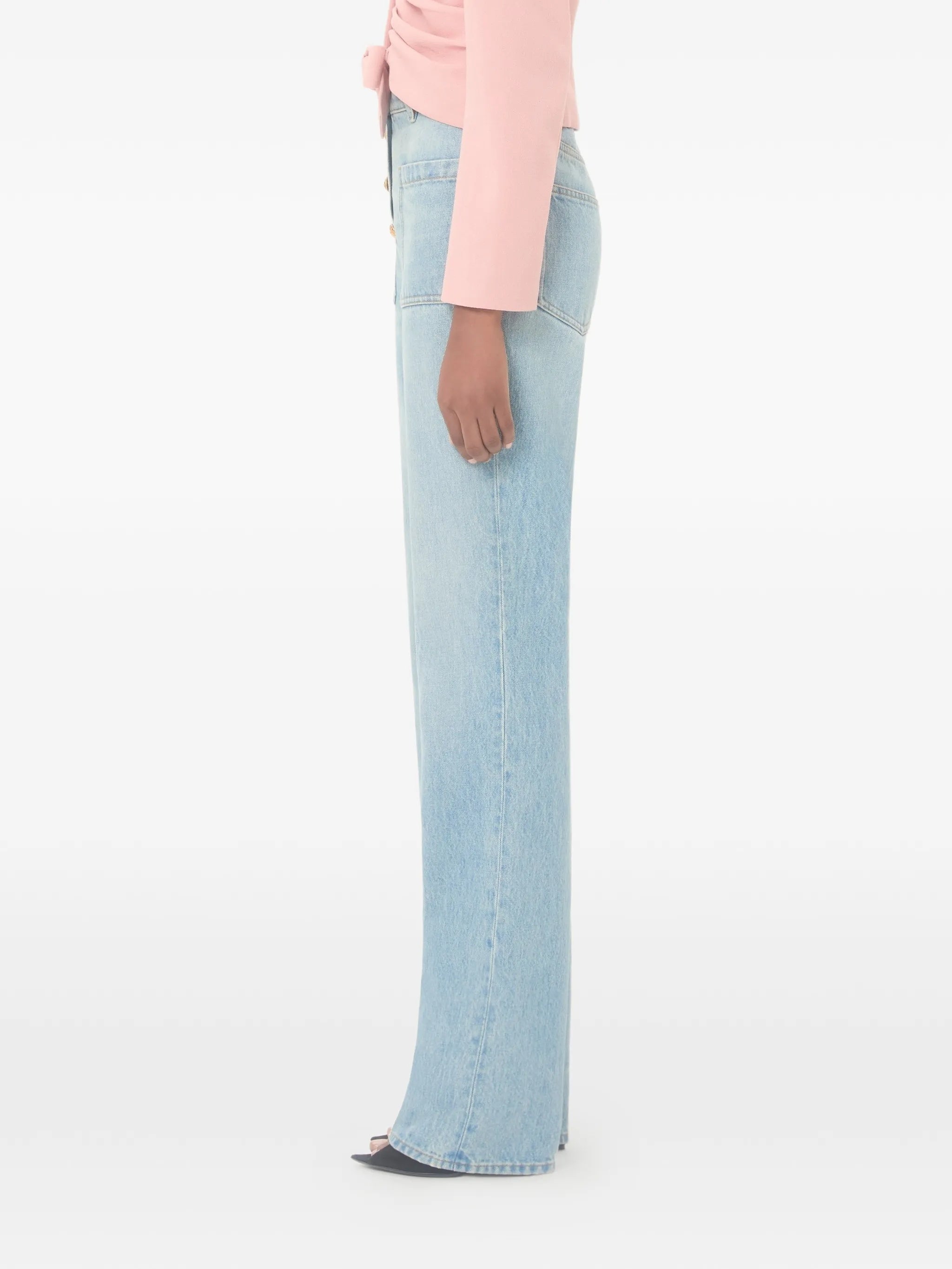 High-Waisted Straight-Leg Denim Pants
