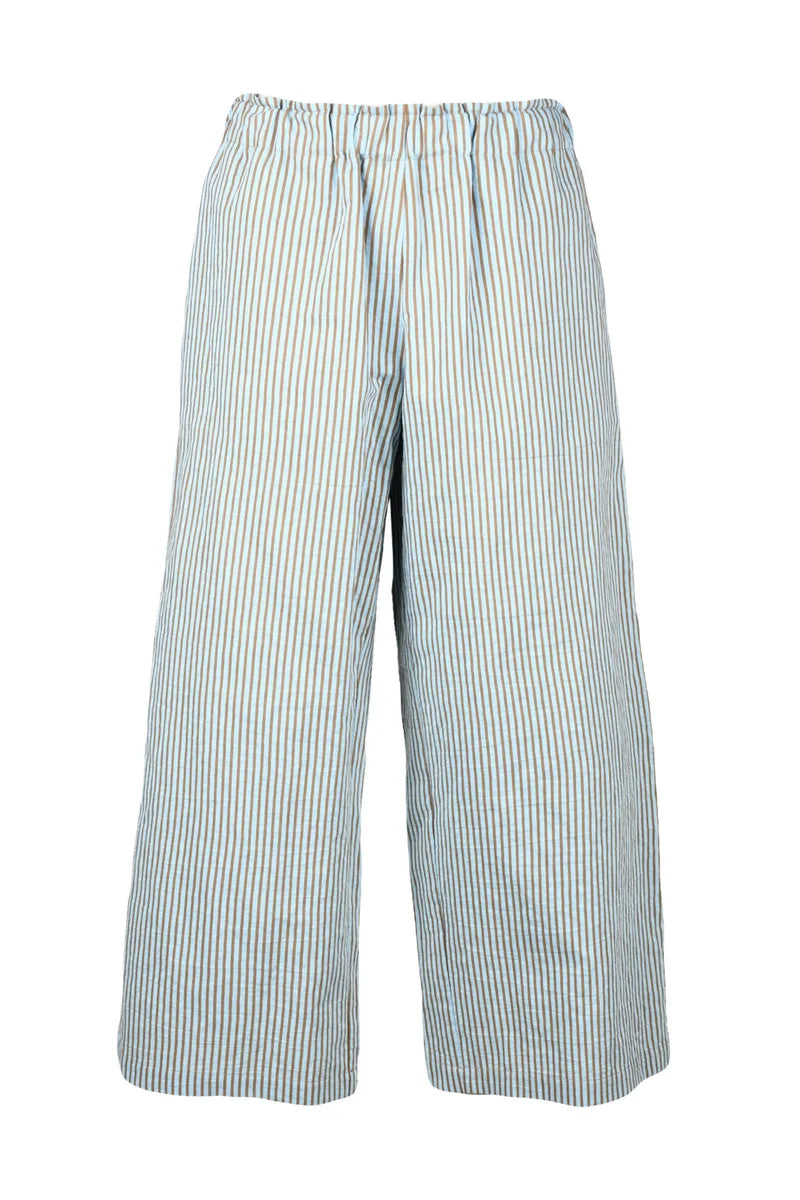 Cotton Blend Trousers with Vertical Stripes