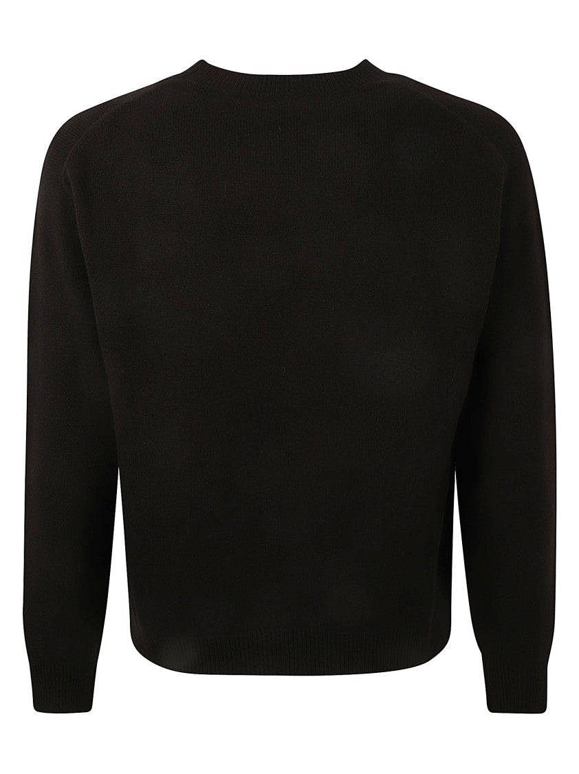 Sweter dzianinowy z motywem kwiatowym, czarny