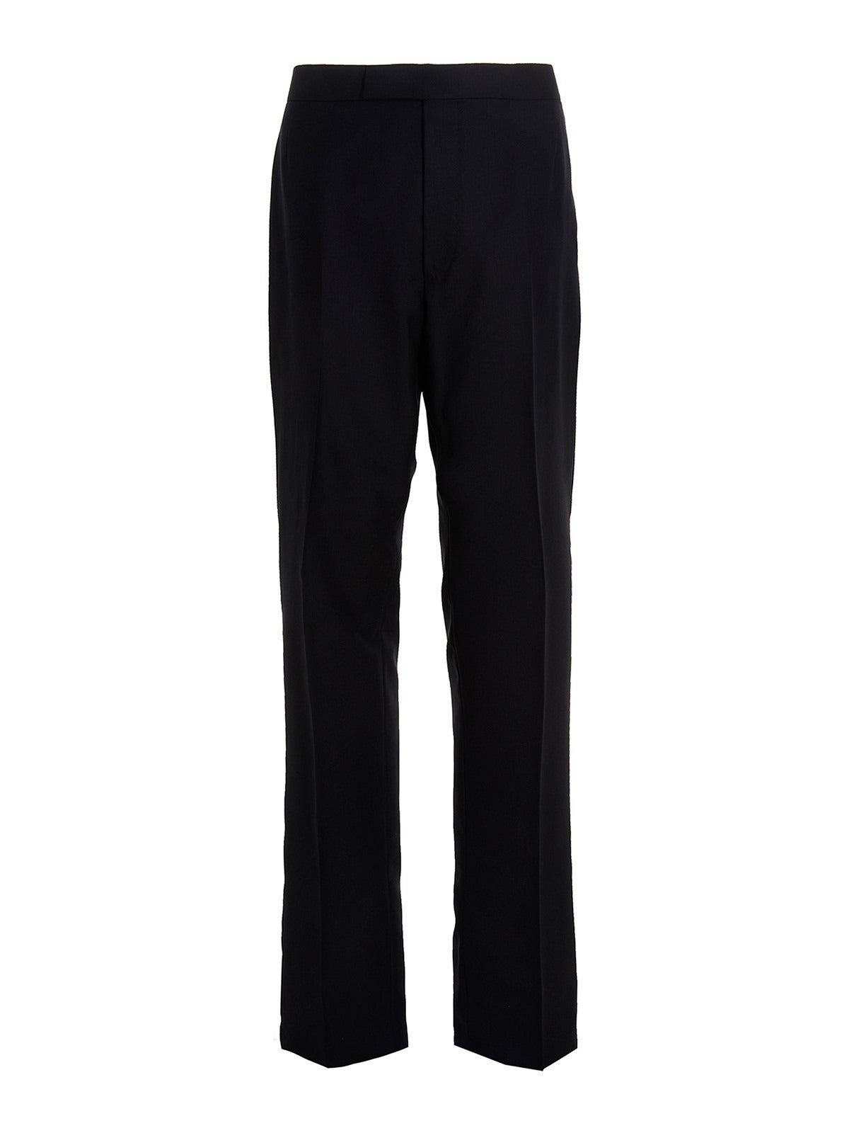 Tailored Wool Suit Set with Notch Lapel and Striped Lining