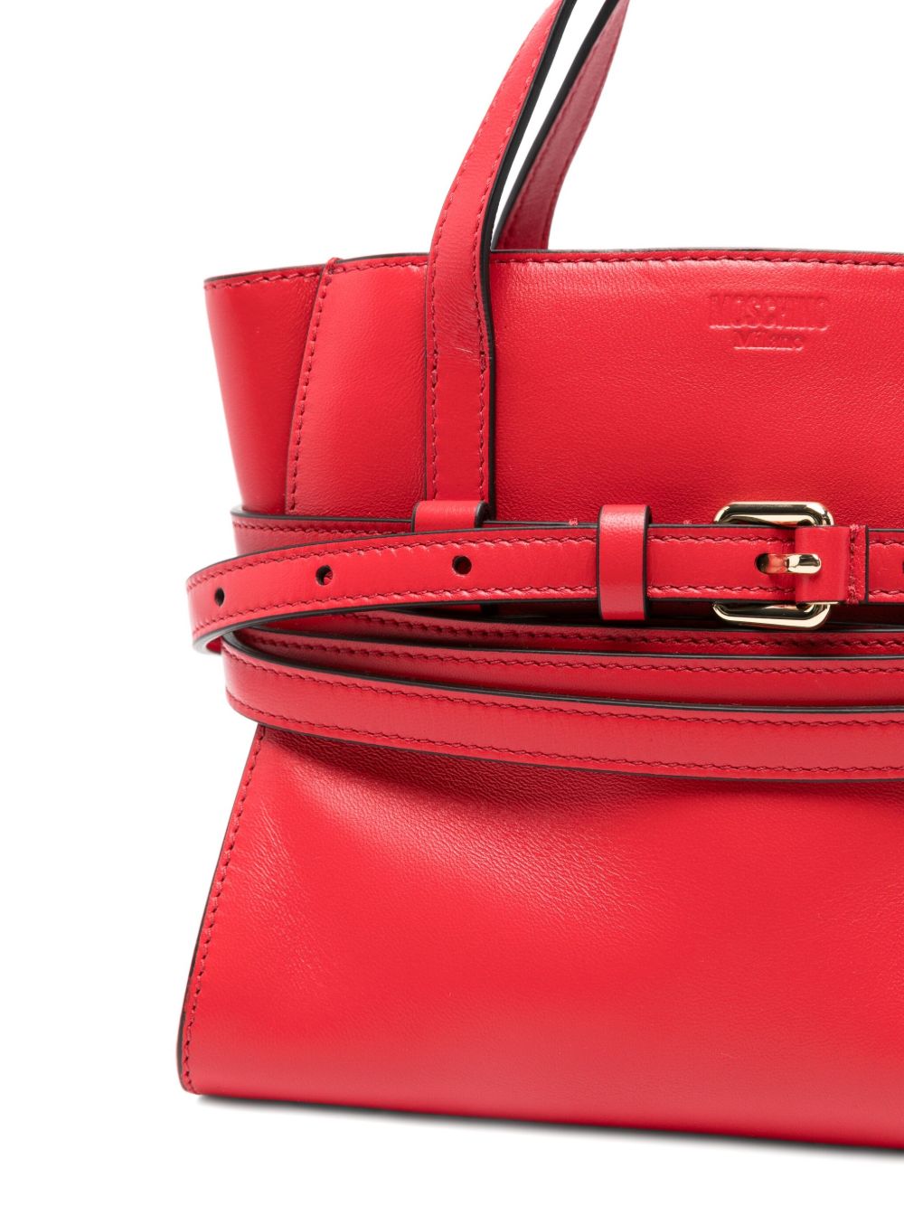 Structured Red Calf Leather Handbag
