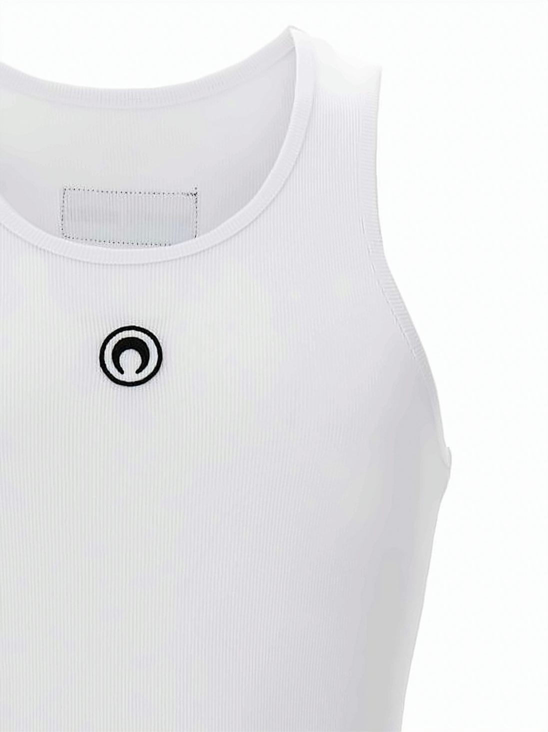 Ribbed Fitted Tank Top with Circular Emblem
