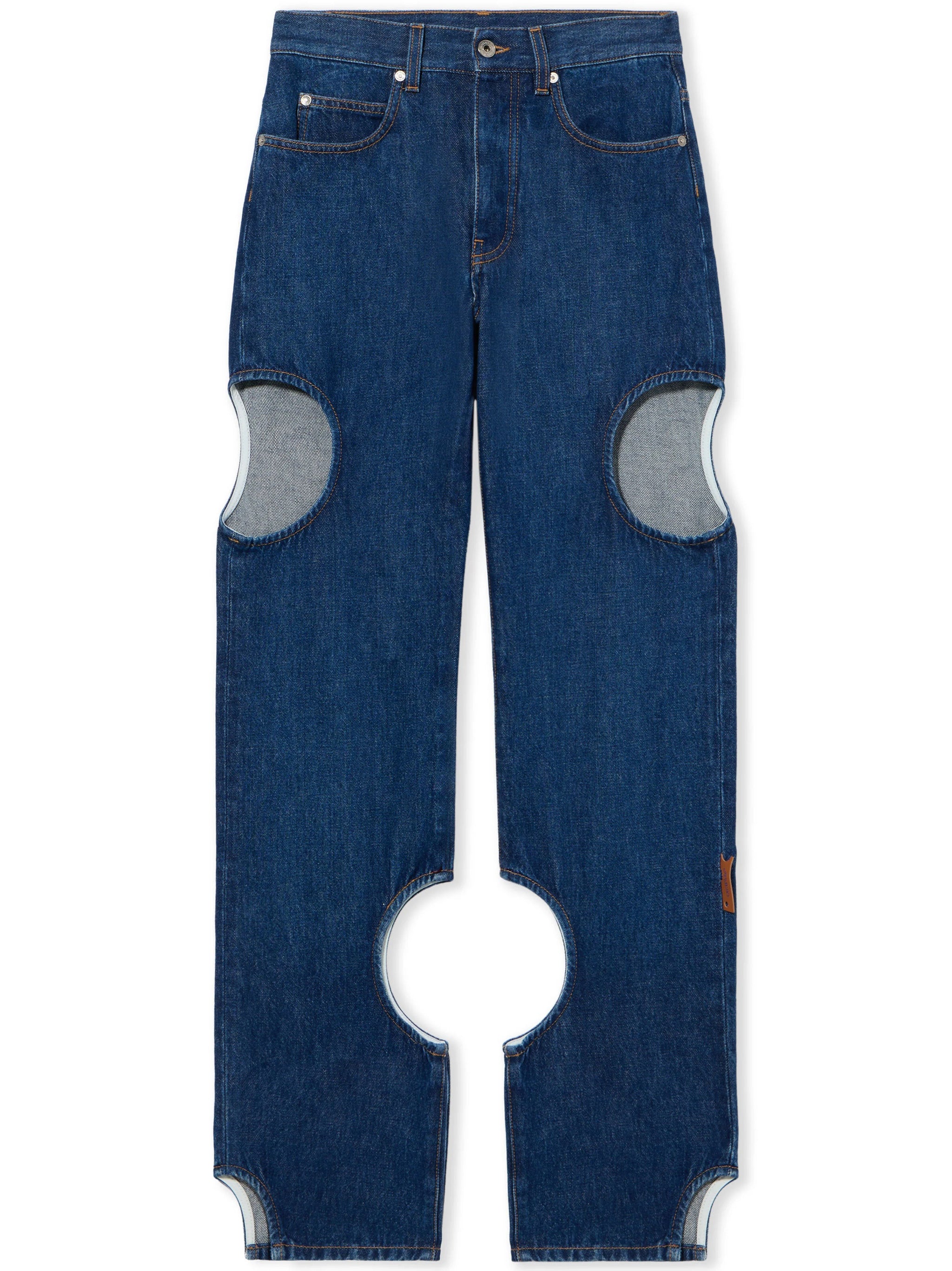Blue Meteor Denim Straight Leg Cutout Jeans