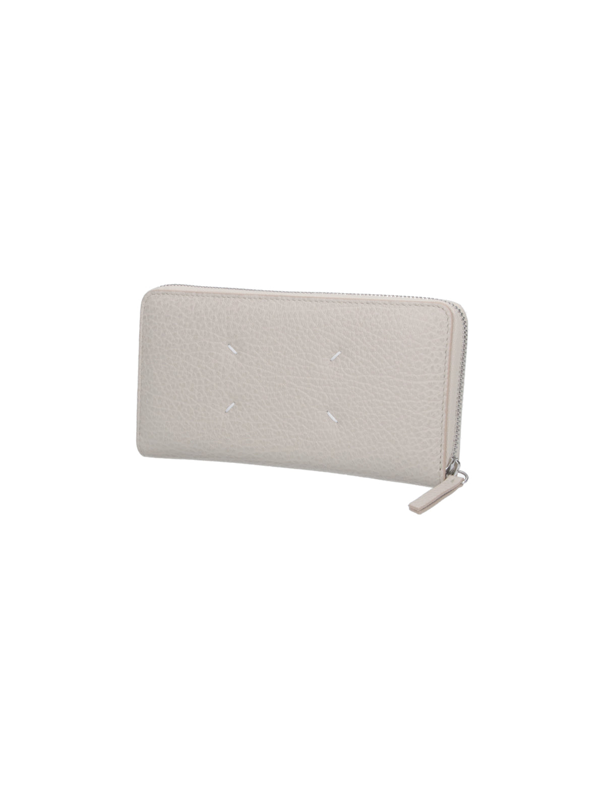 Grey Four Stitches Textured Leather Wallet
