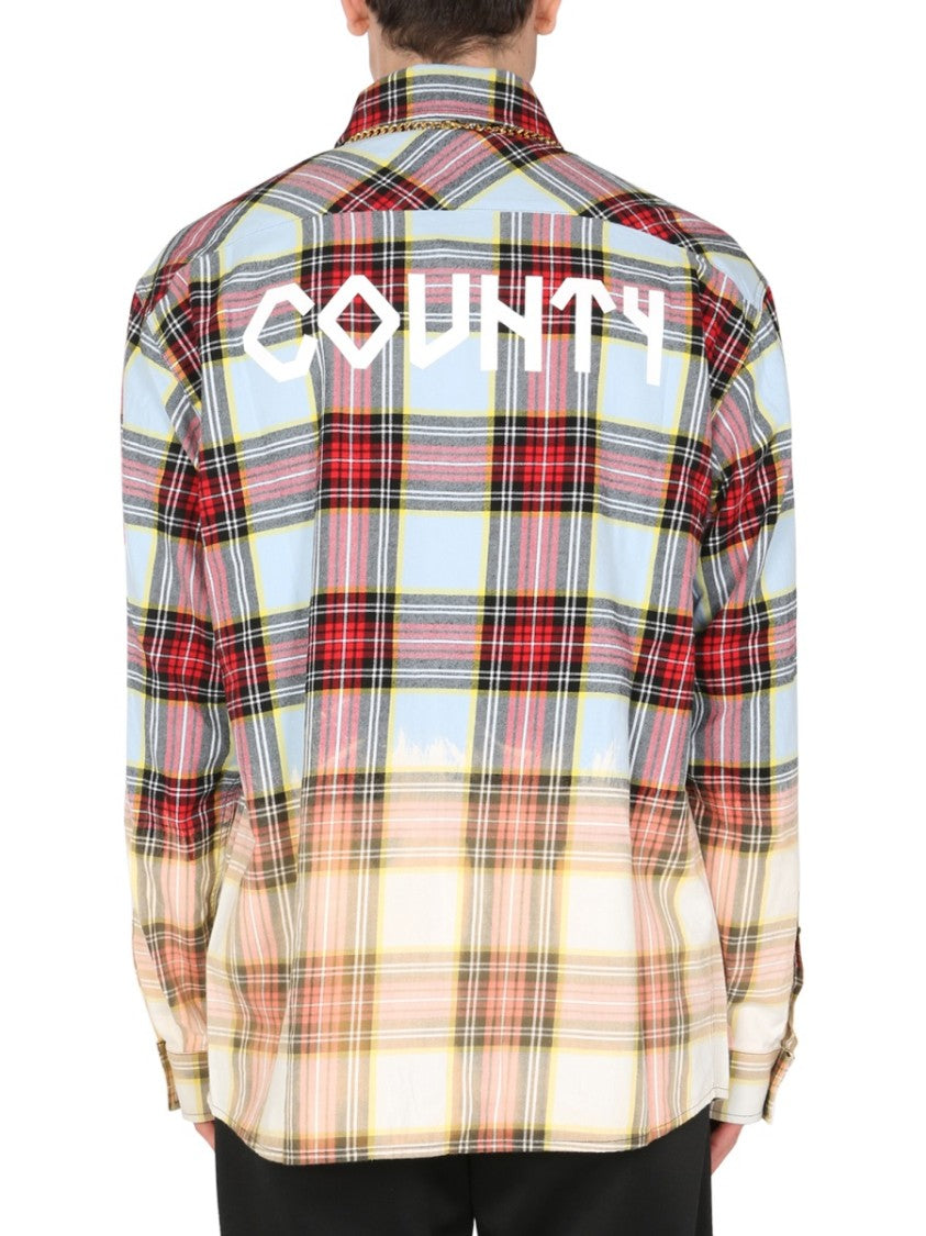 Check Print Shirt With Gradient Transition