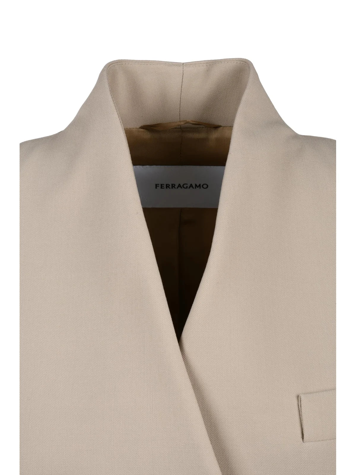Beige Double-Breasted Wool Jacket