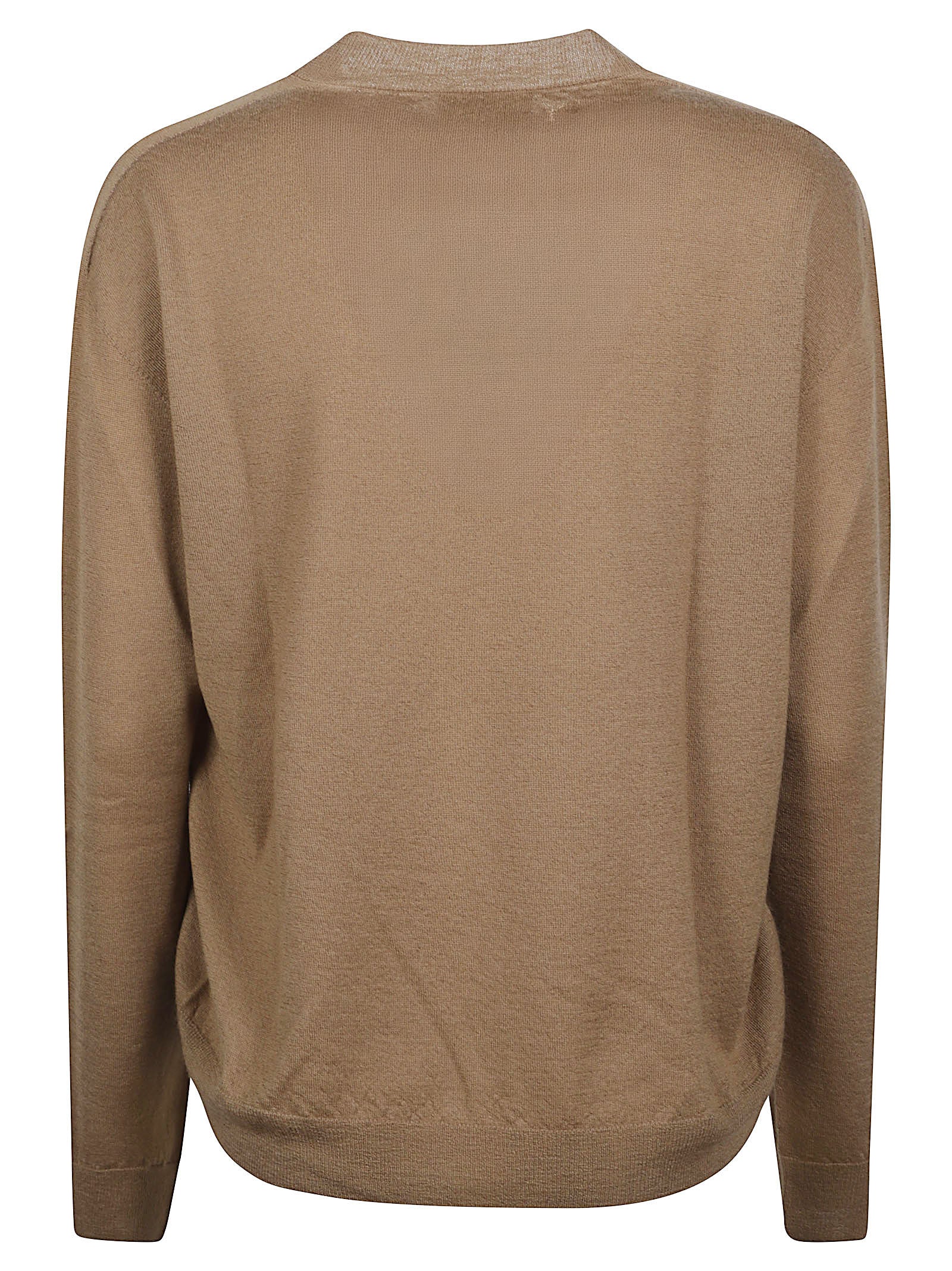 Woman Plain Knitted Vneck Sweater