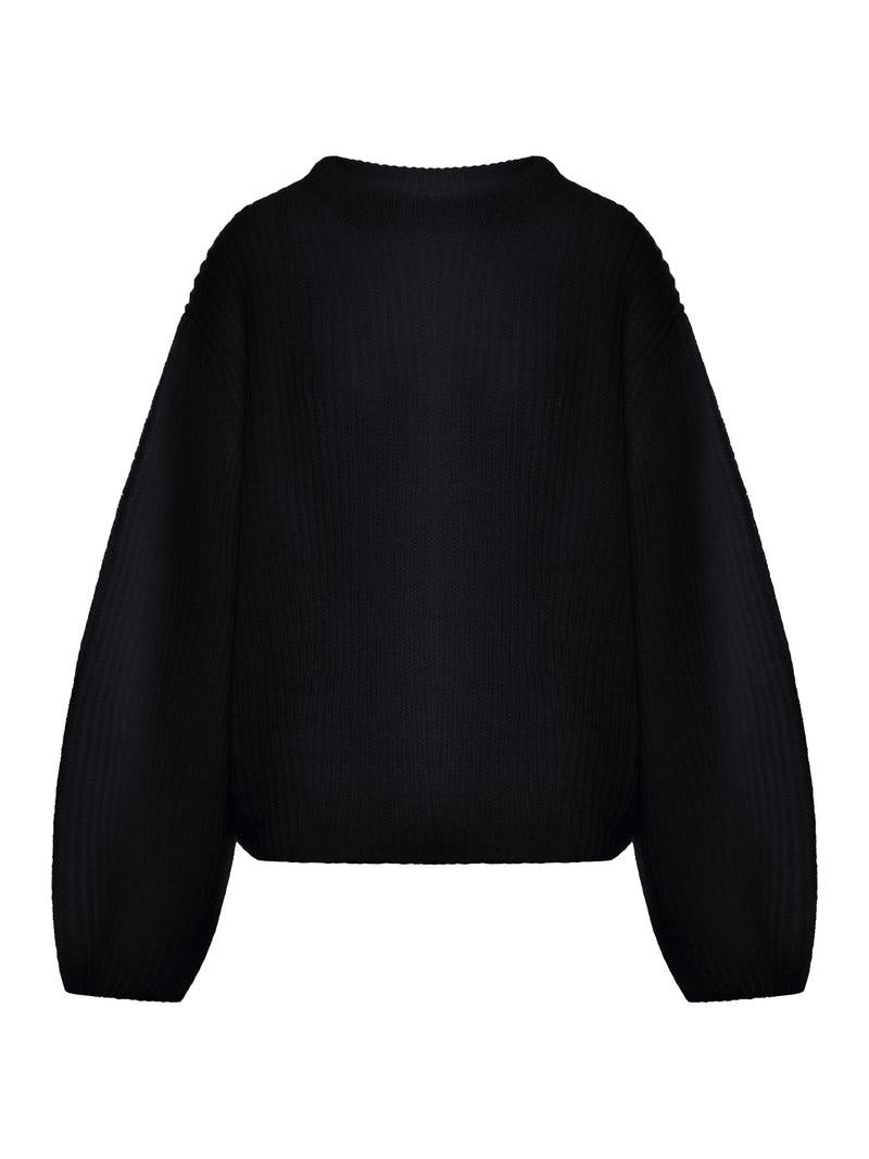 Mohair Blend Rib Knit Sweater