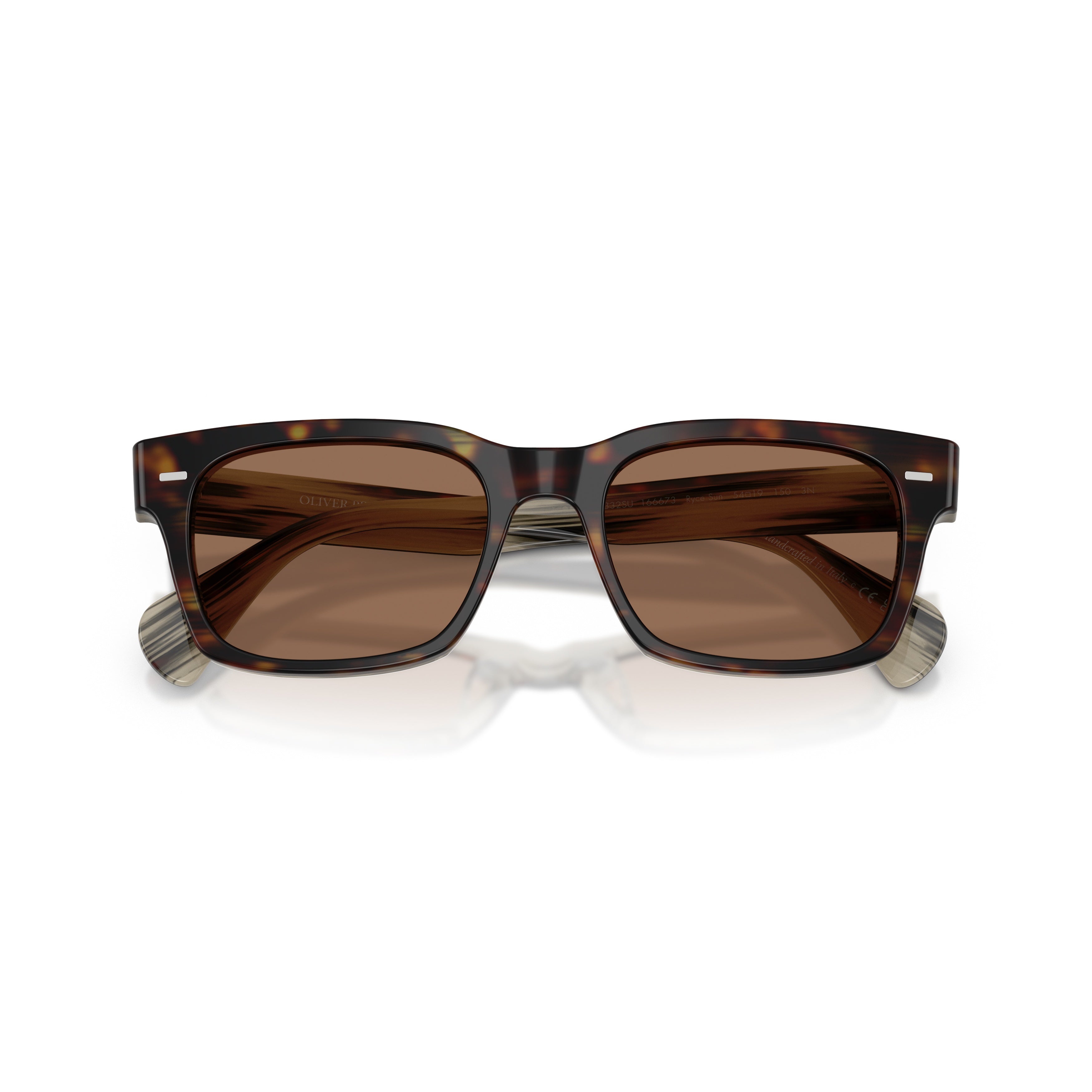 0ov5332su Rectangular Tortoiseshell Sunglasses with Translucent Inner Arms