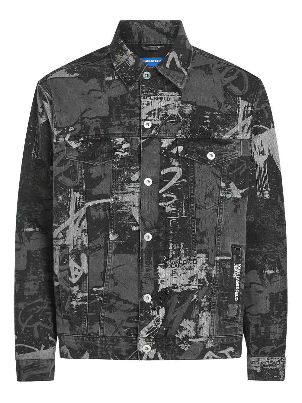 Classic Denim Jacket with Abstract Graffiti Print