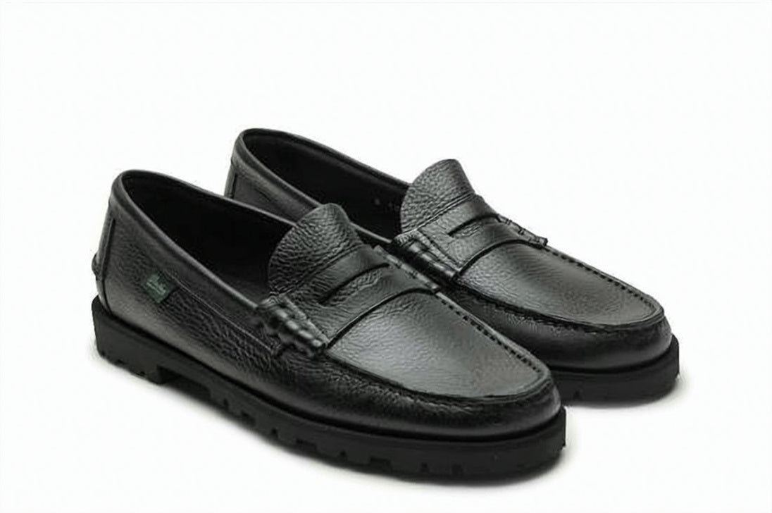 Moccasin-Style Leather Loafers with Penny Strap