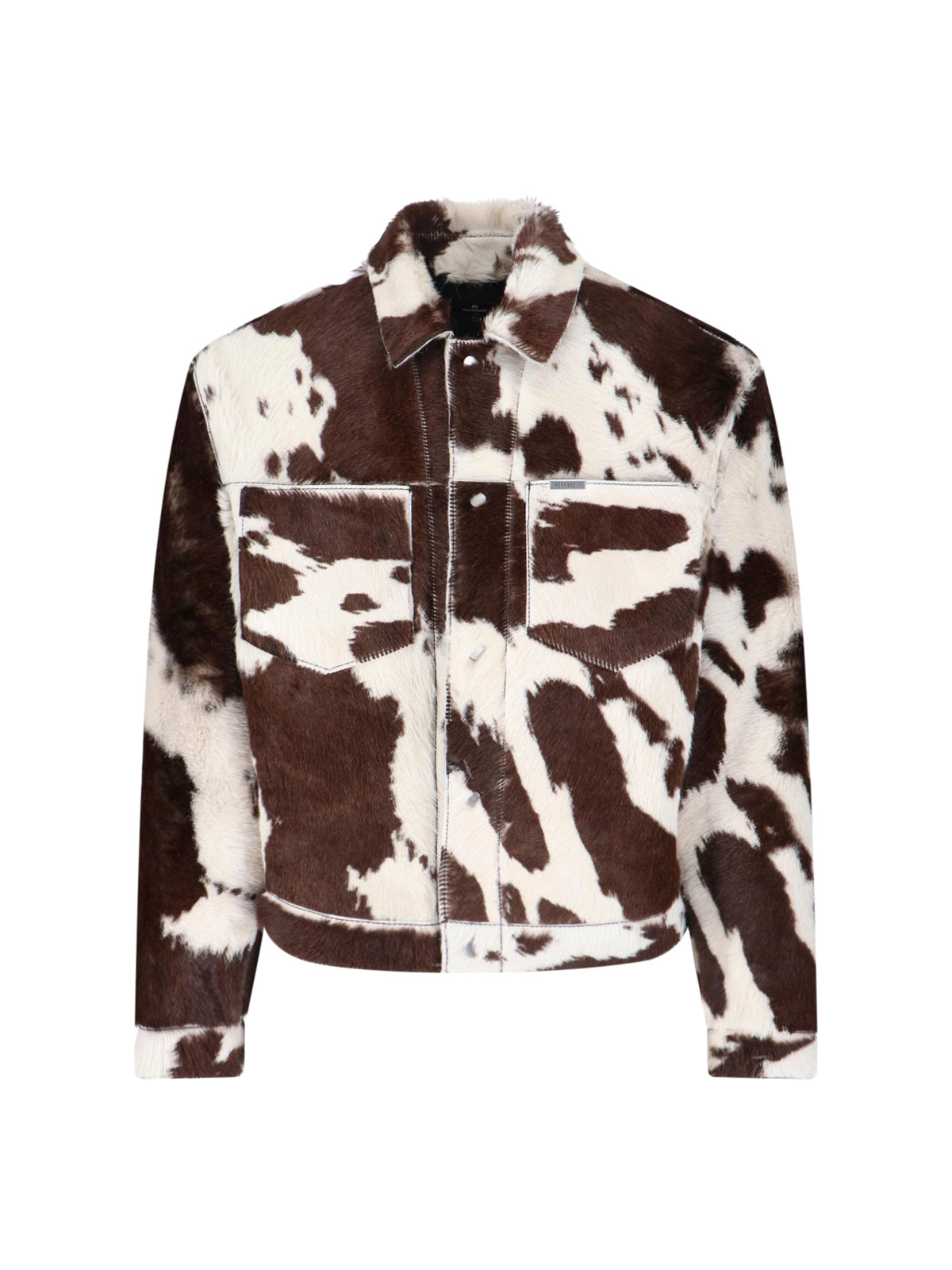 Multicolor Cow Print Leather Jacket