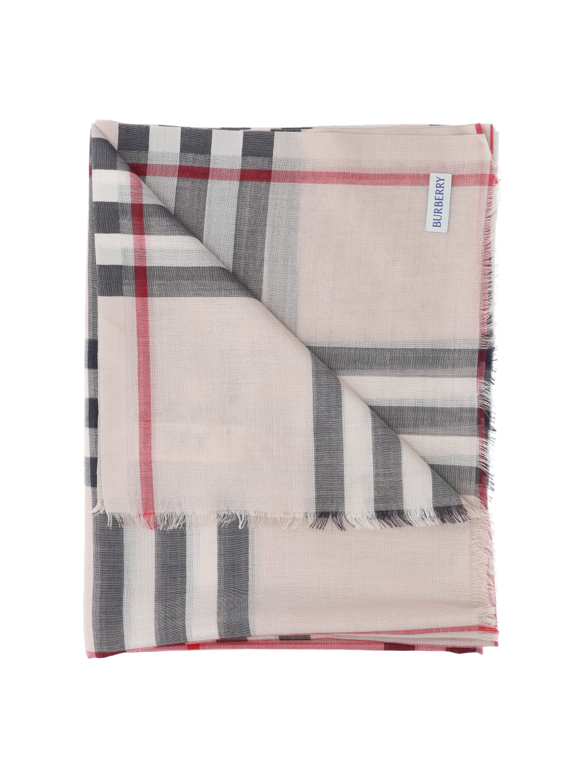 Grey Check Silk-Wool Fringed Scarf