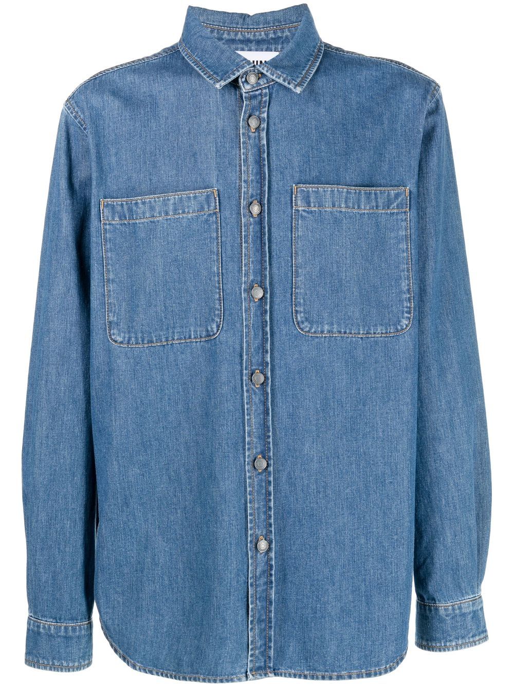 Teddy Bear Motif Indigo Denim Shirt